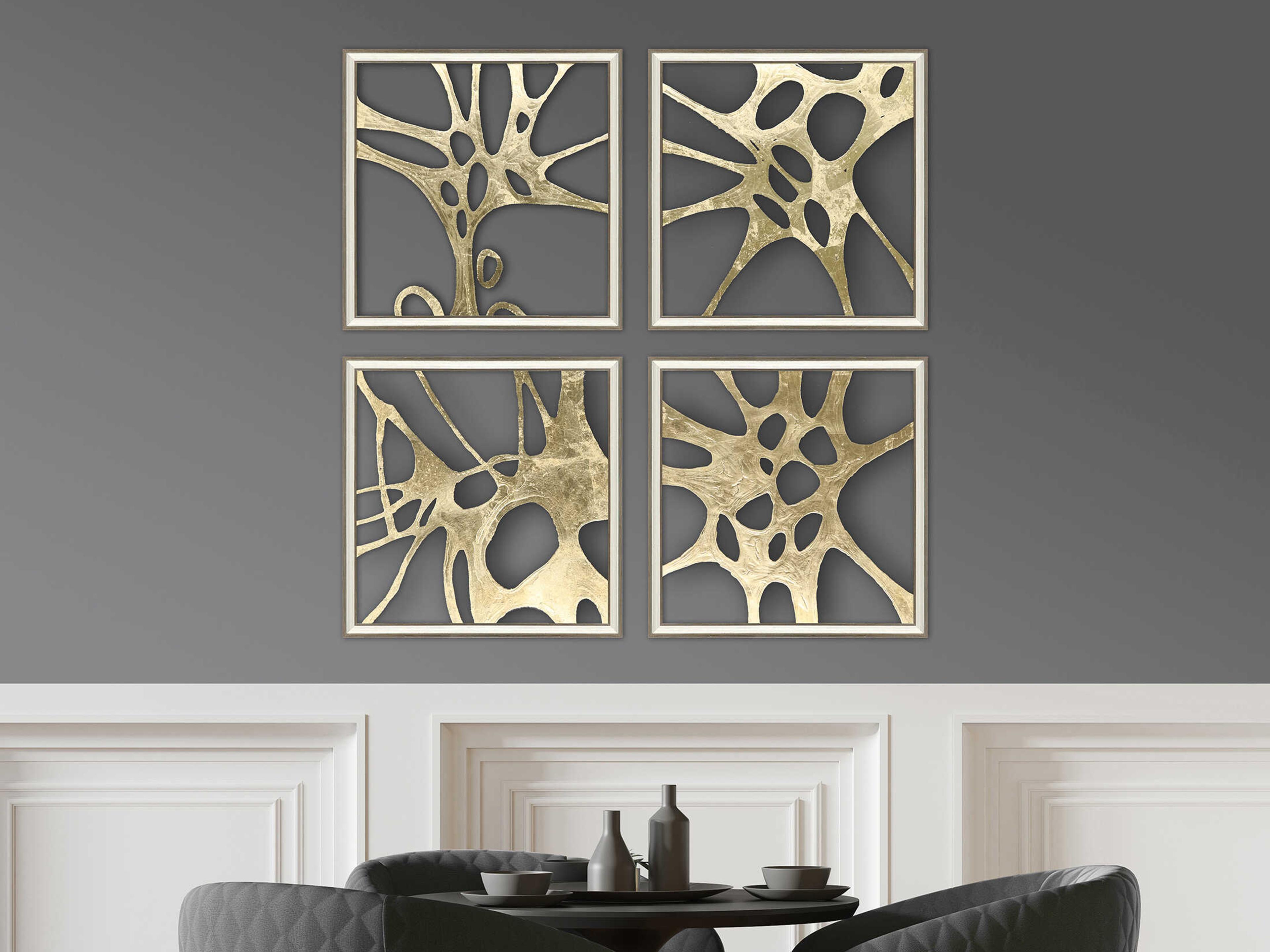 Paragon Geometrics Splash of Gold-I Shadow Box Wall Art Set of 4