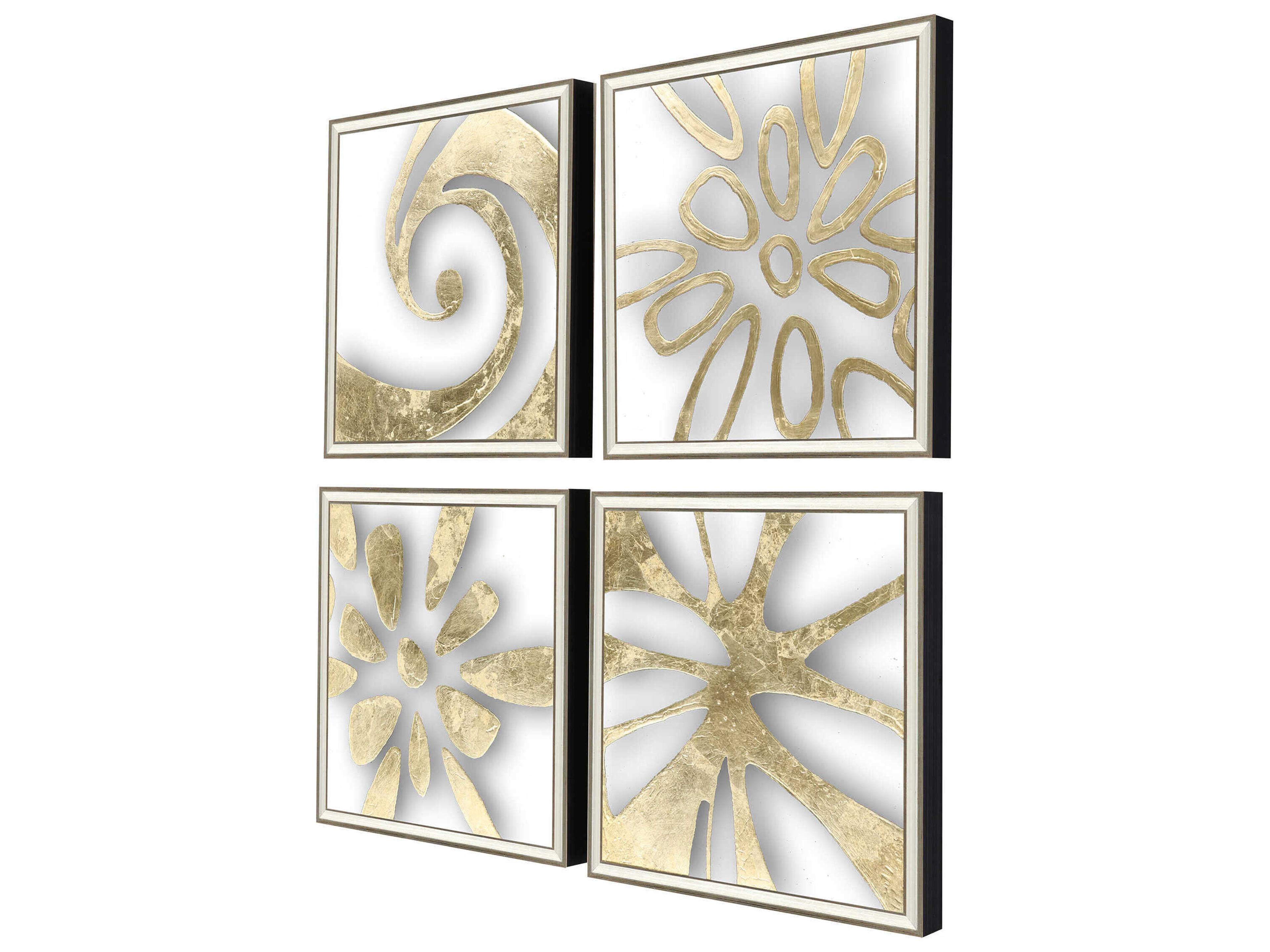 Paragon Geometrics Splash of Gold-II Shadow Box Wall Art Set of 4