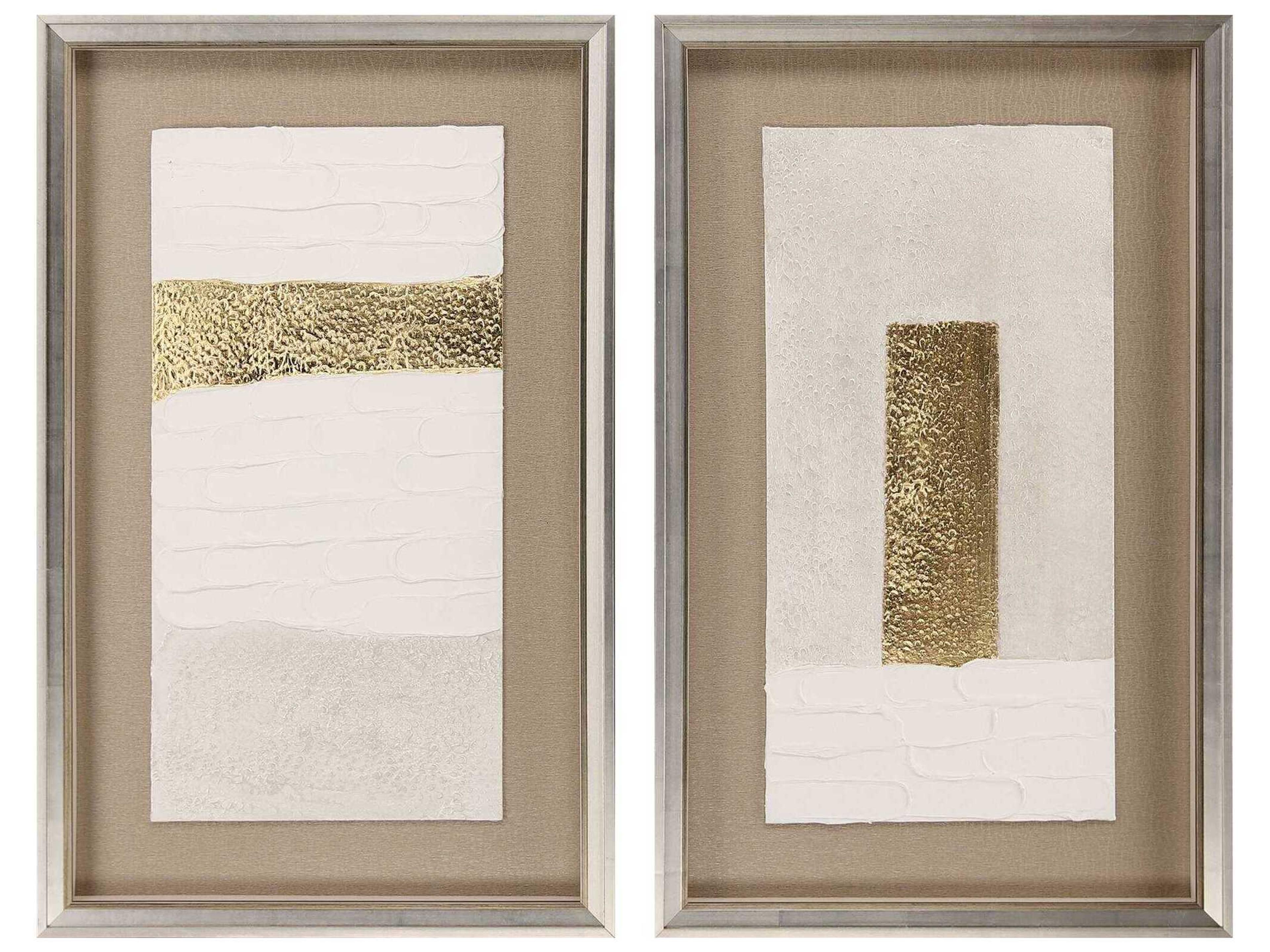 Abstract Blanco Pluma-III Wall Art Set of 2