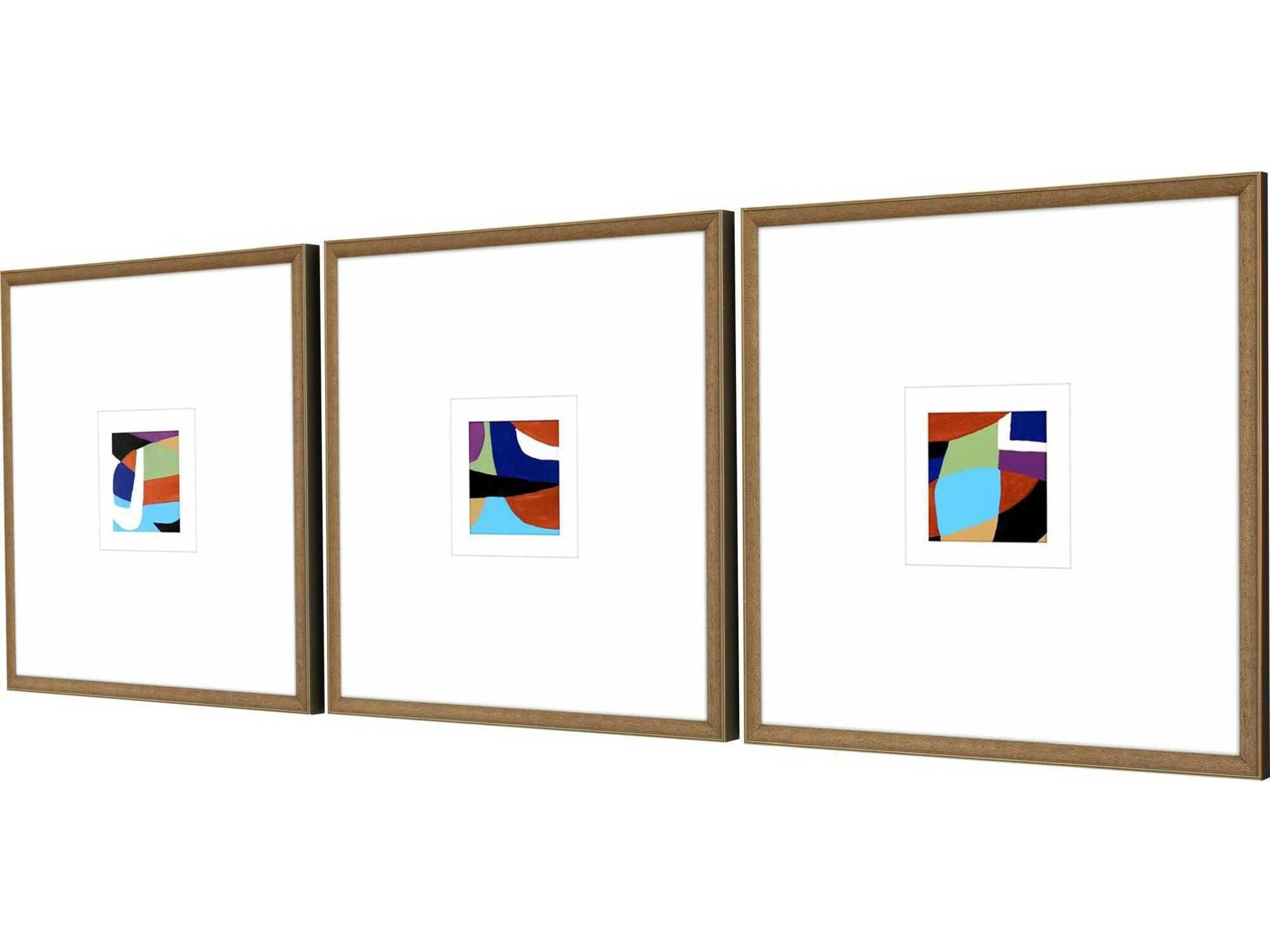 Paragon Abstract Color Squares-III Wall Art Set of 3