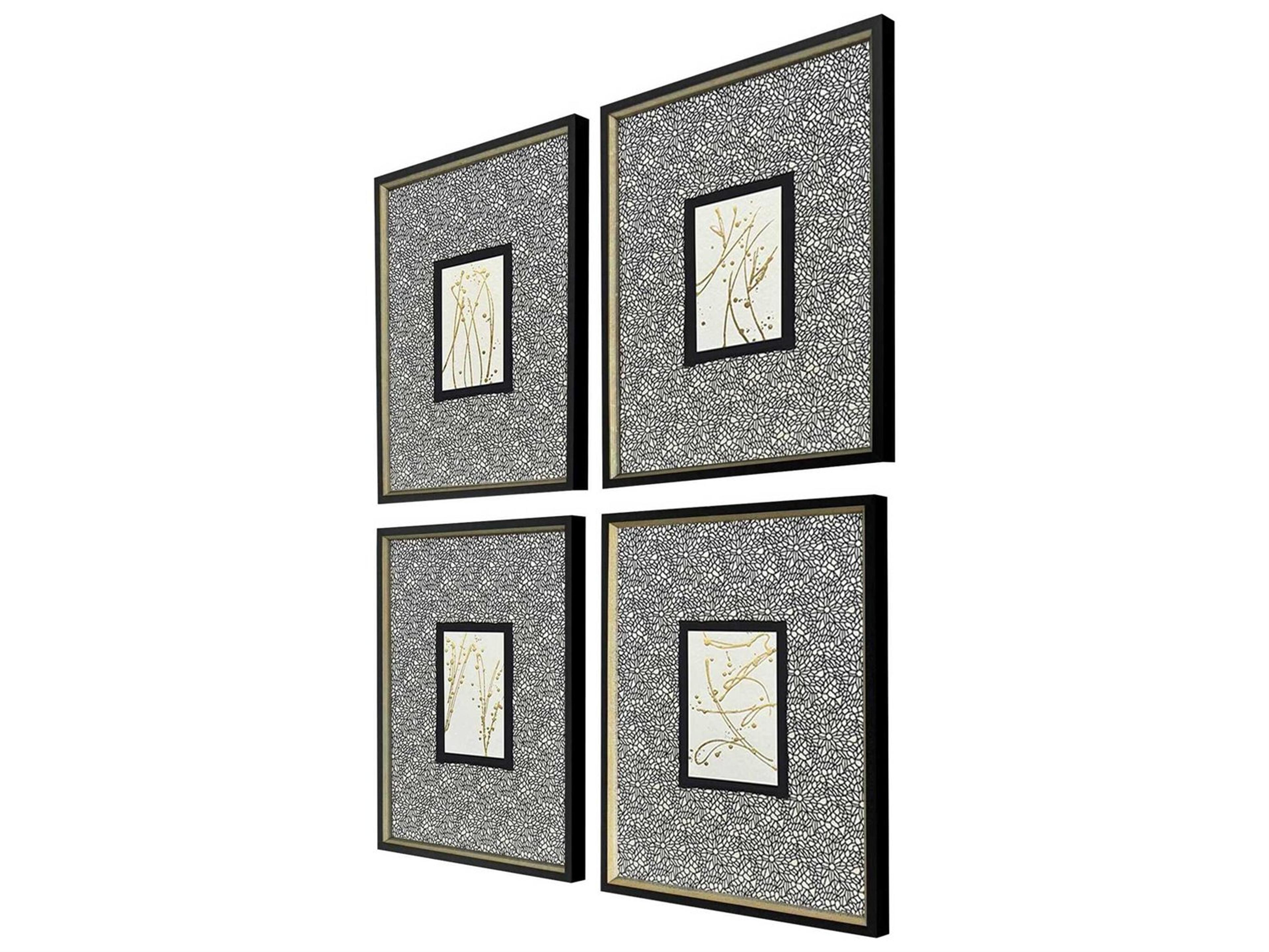 Paragon Geometrics Liquid Gold-I Wall Art Set of 4