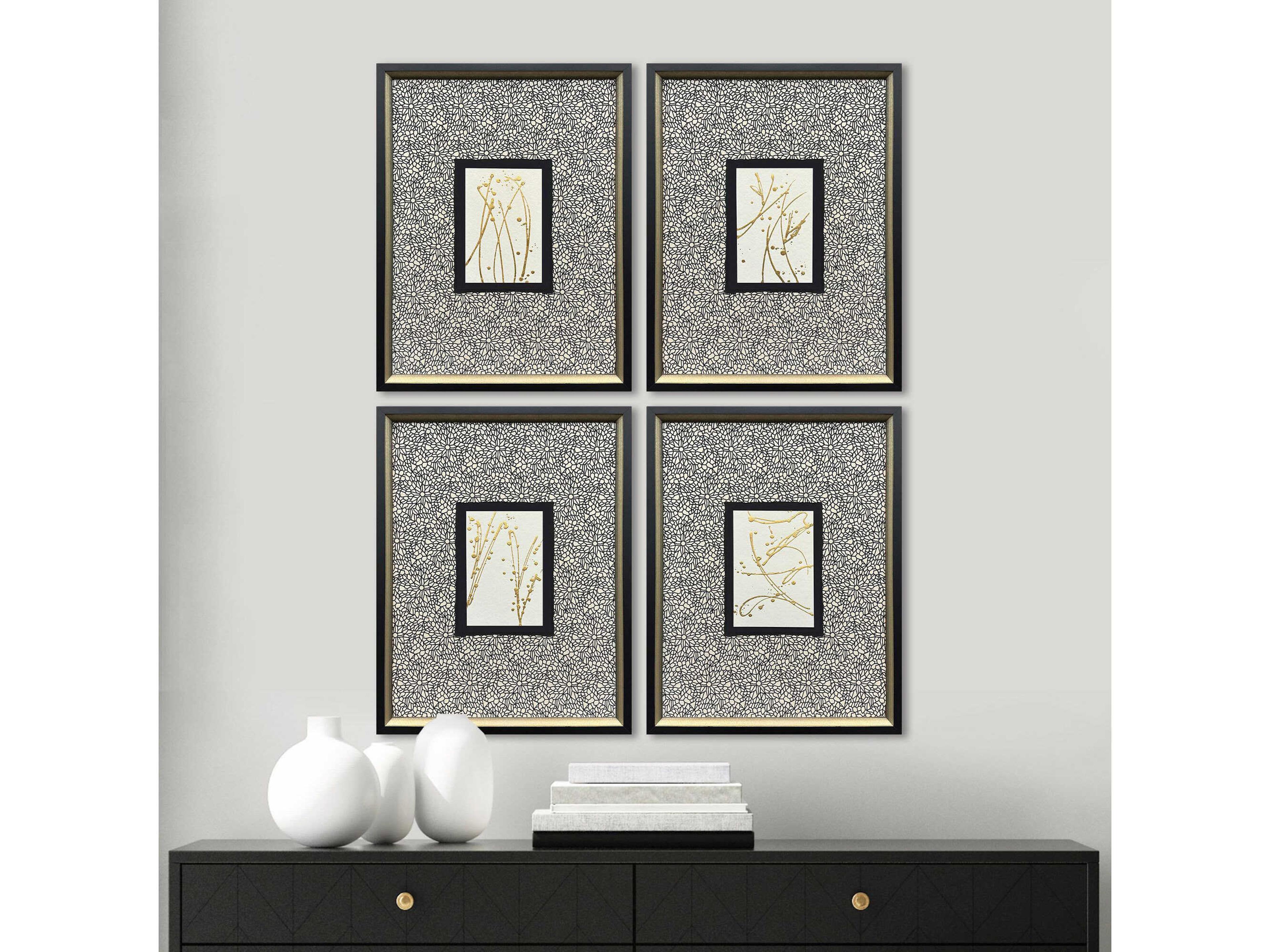 Paragon Geometrics Liquid Gold-I Wall Art Set of 4