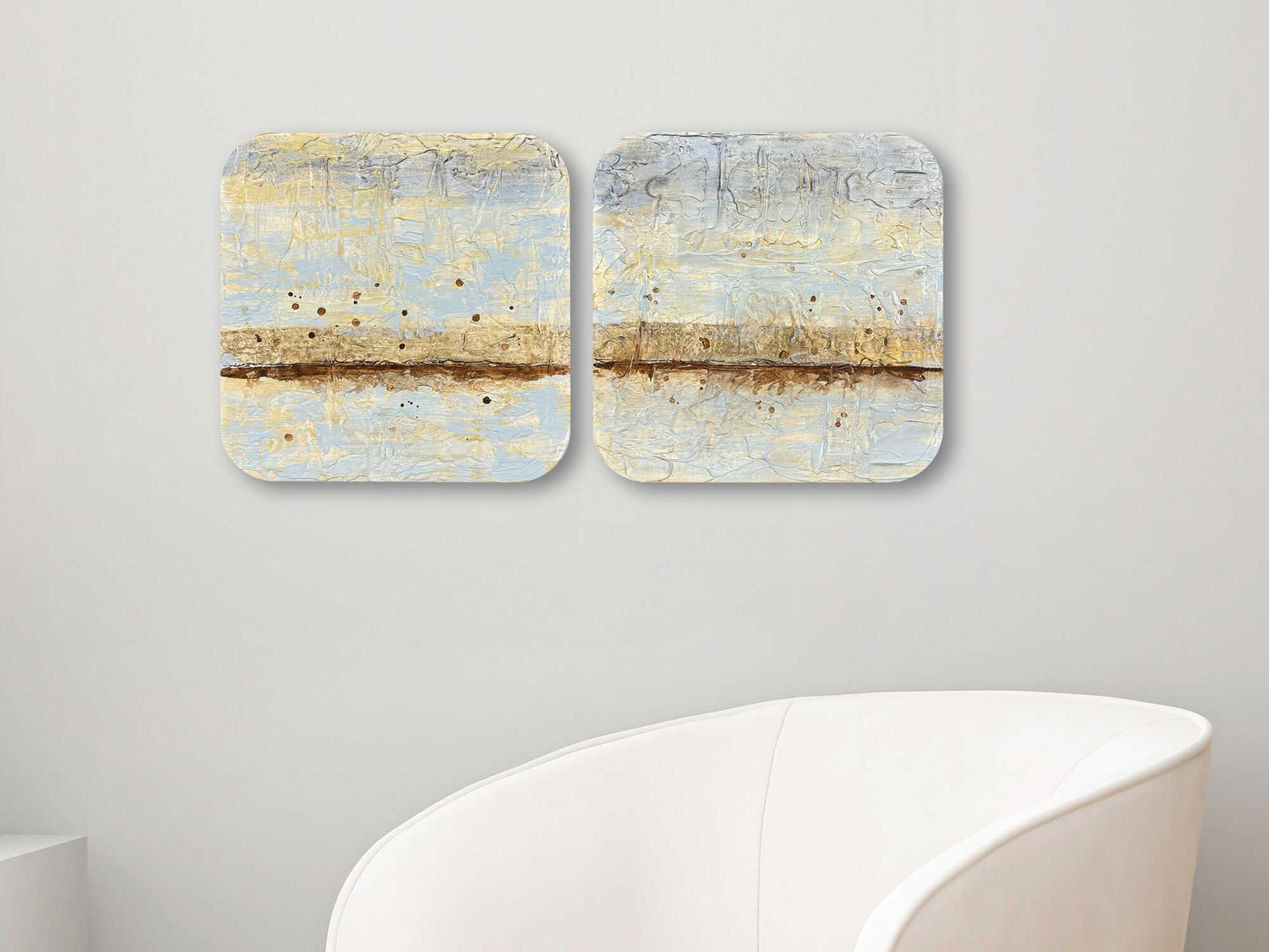 Paragon Landscapes Coastal Horizon-II Wood Wall Art Set of 2
