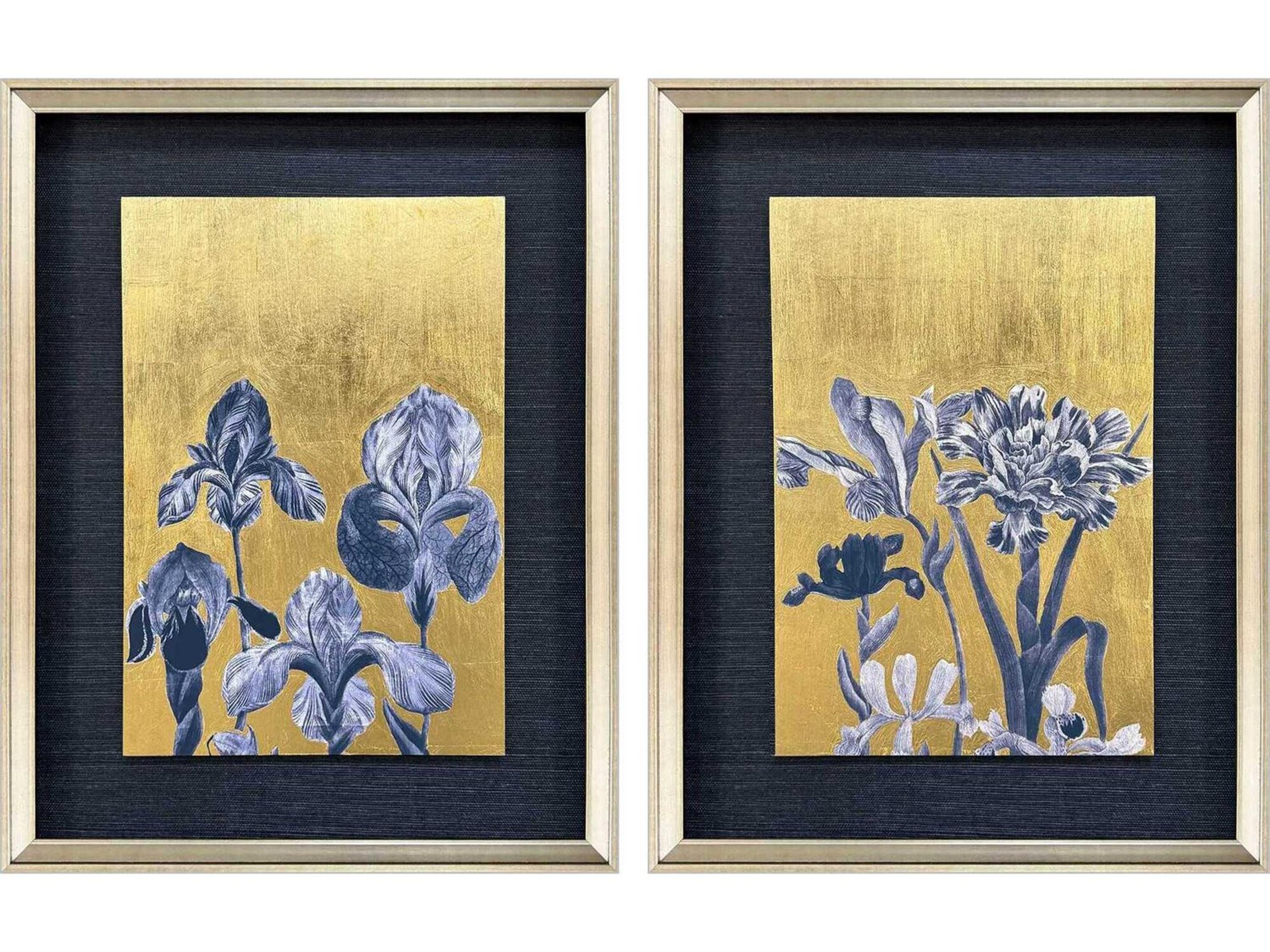Florals Blue Iris-I Shadow Box Set of 2
