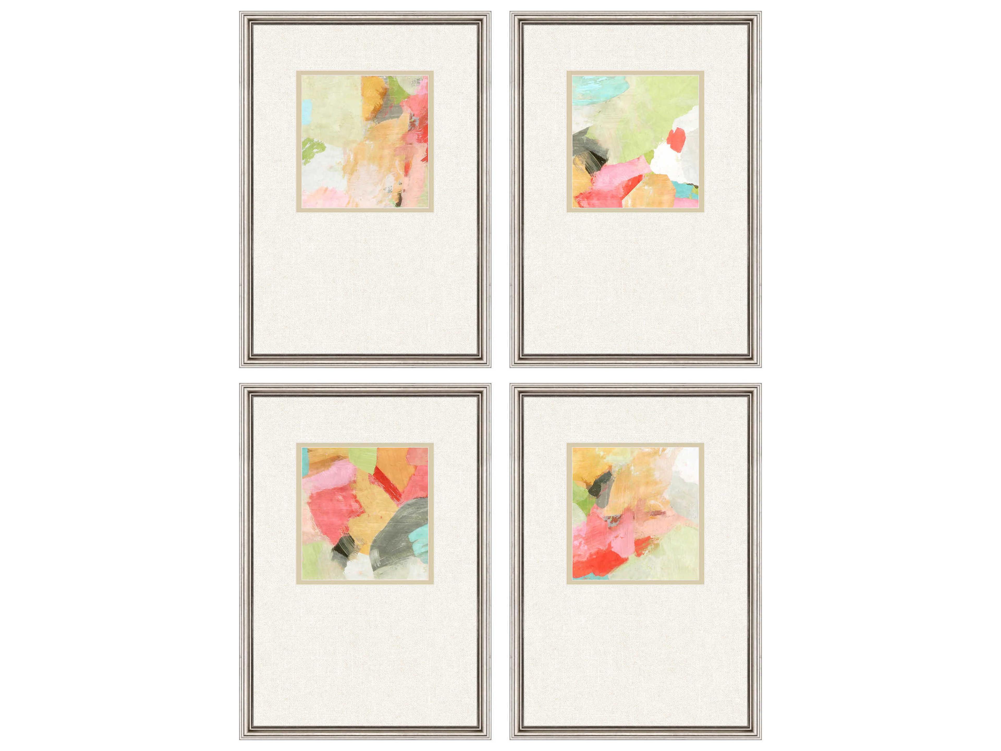 Abstract Blue Pastel Splash Wall Art Set of 4