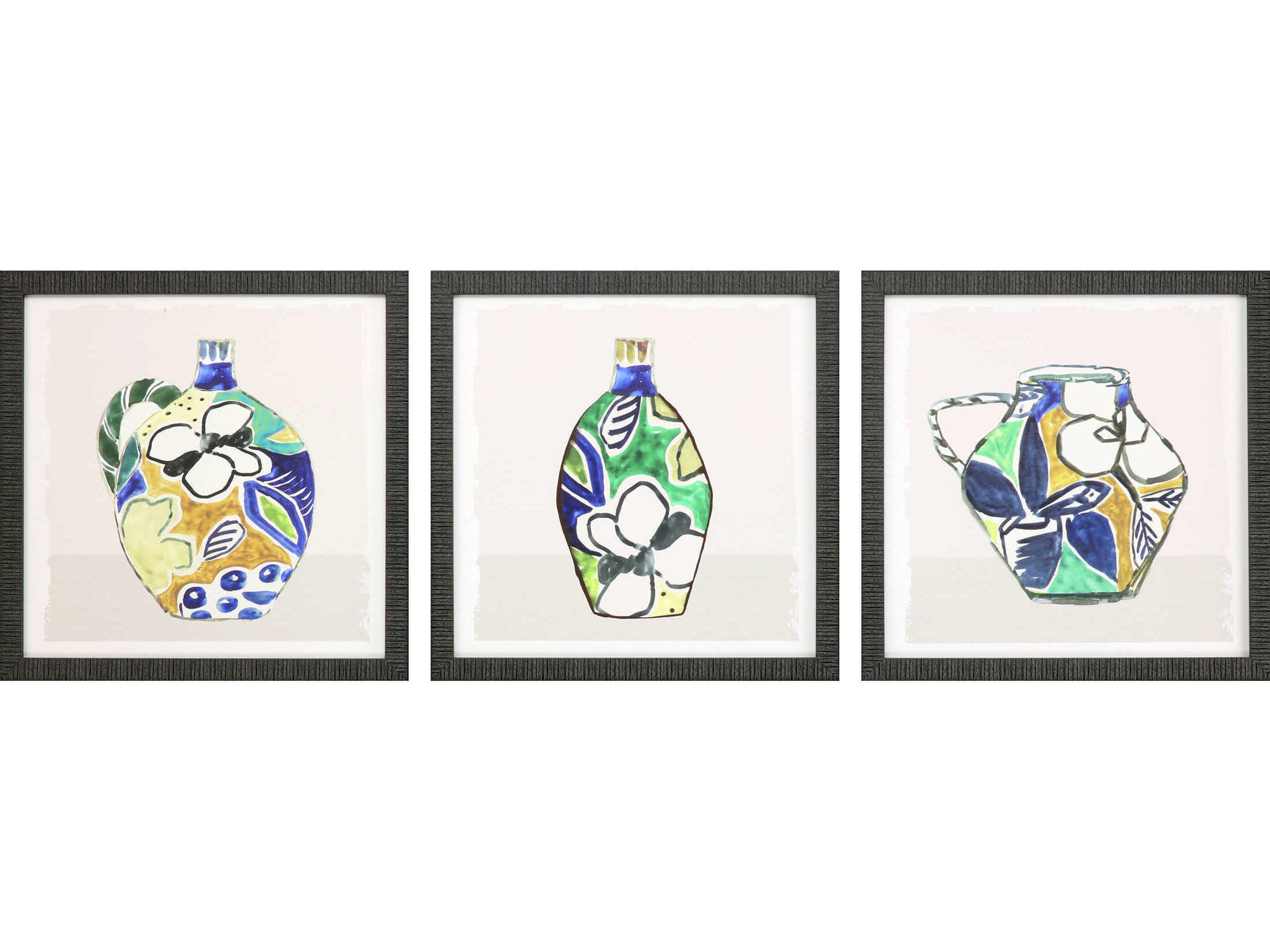 Architectural Beige Picasso Vase Shadow boxes Set of 3