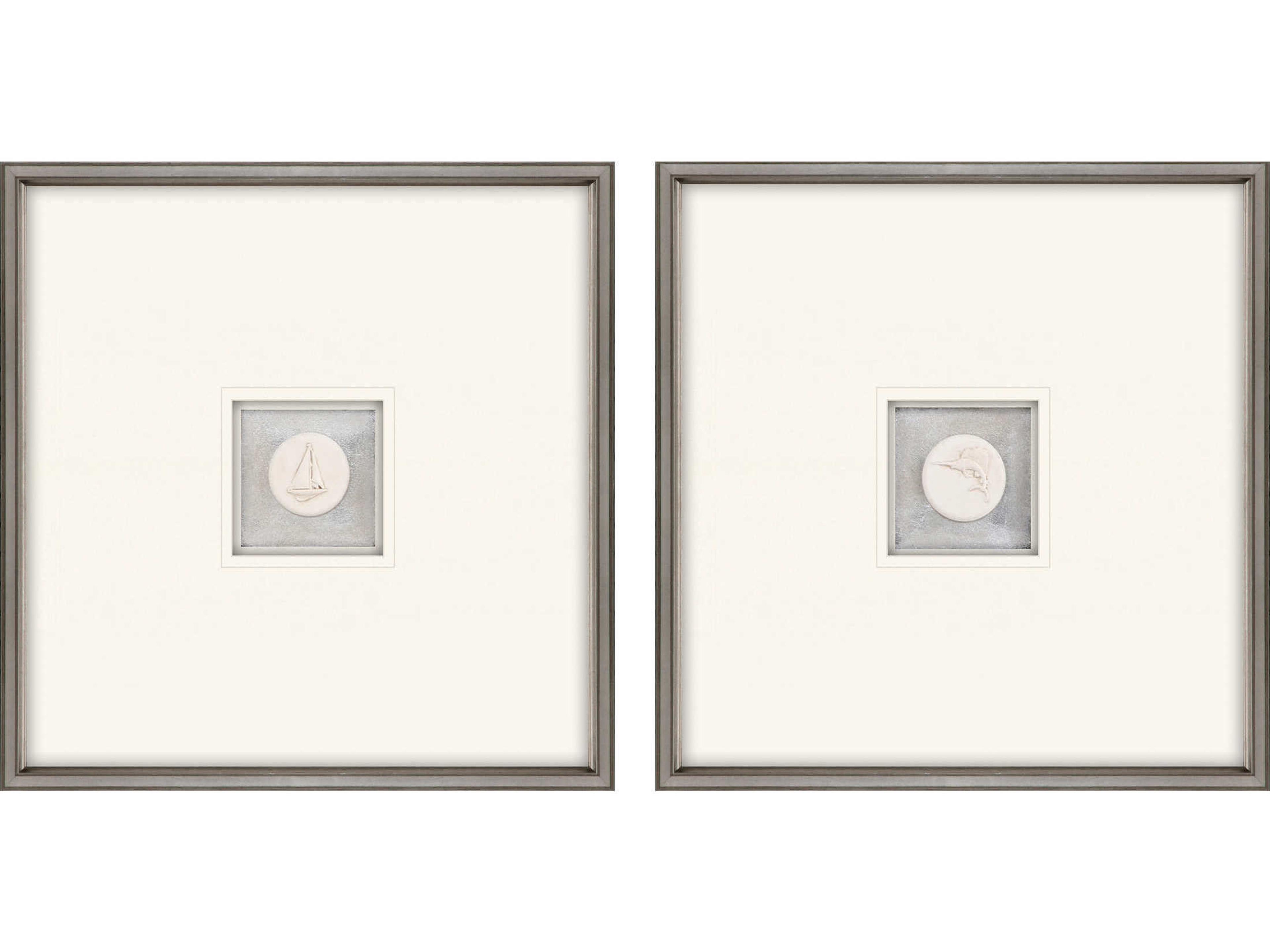 Animals Blue Coastal Intaglio-I Wall Art Set of 2