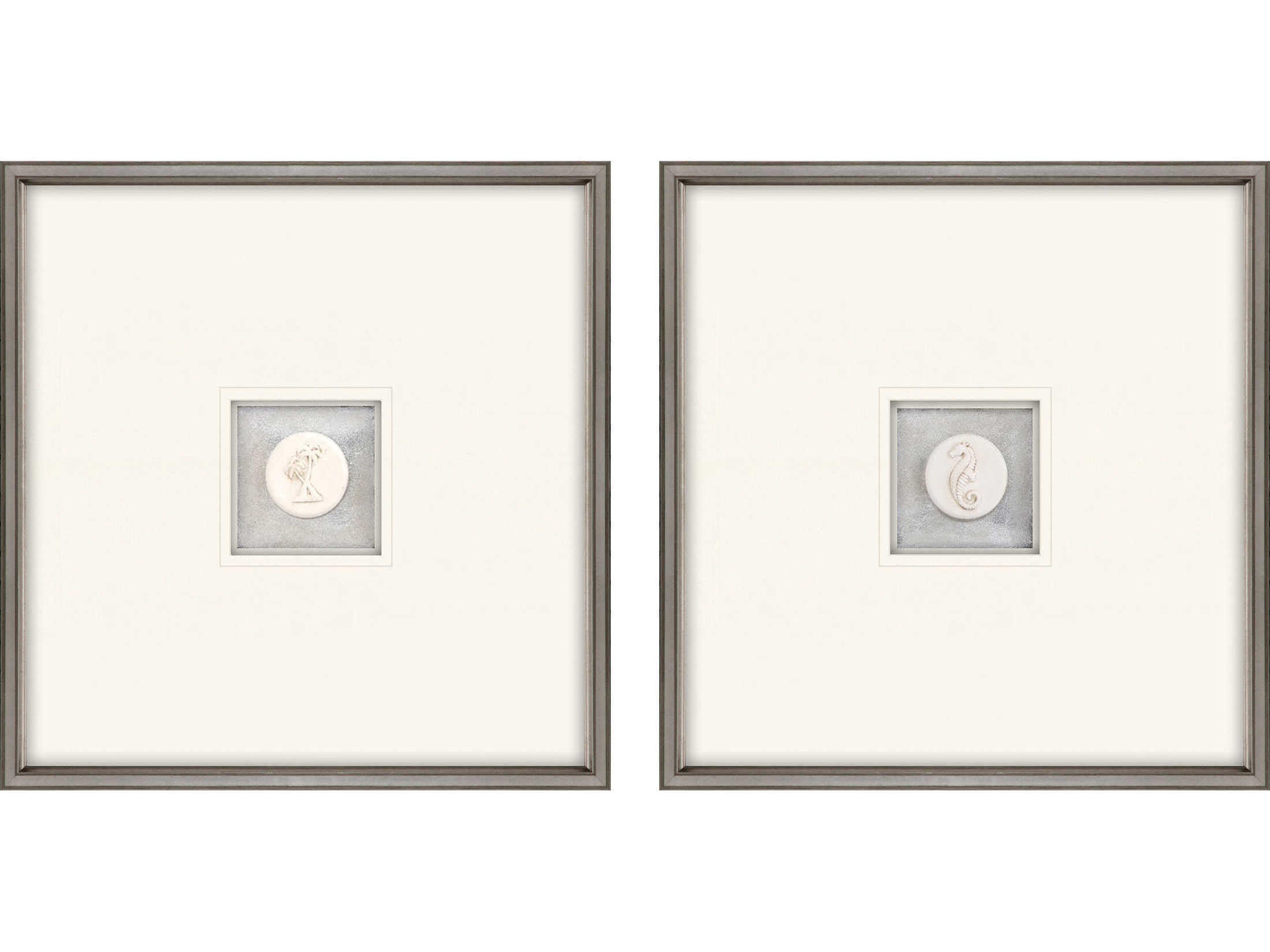 Animals Blue Coastal Intaglio-III Wall Art Set of 2