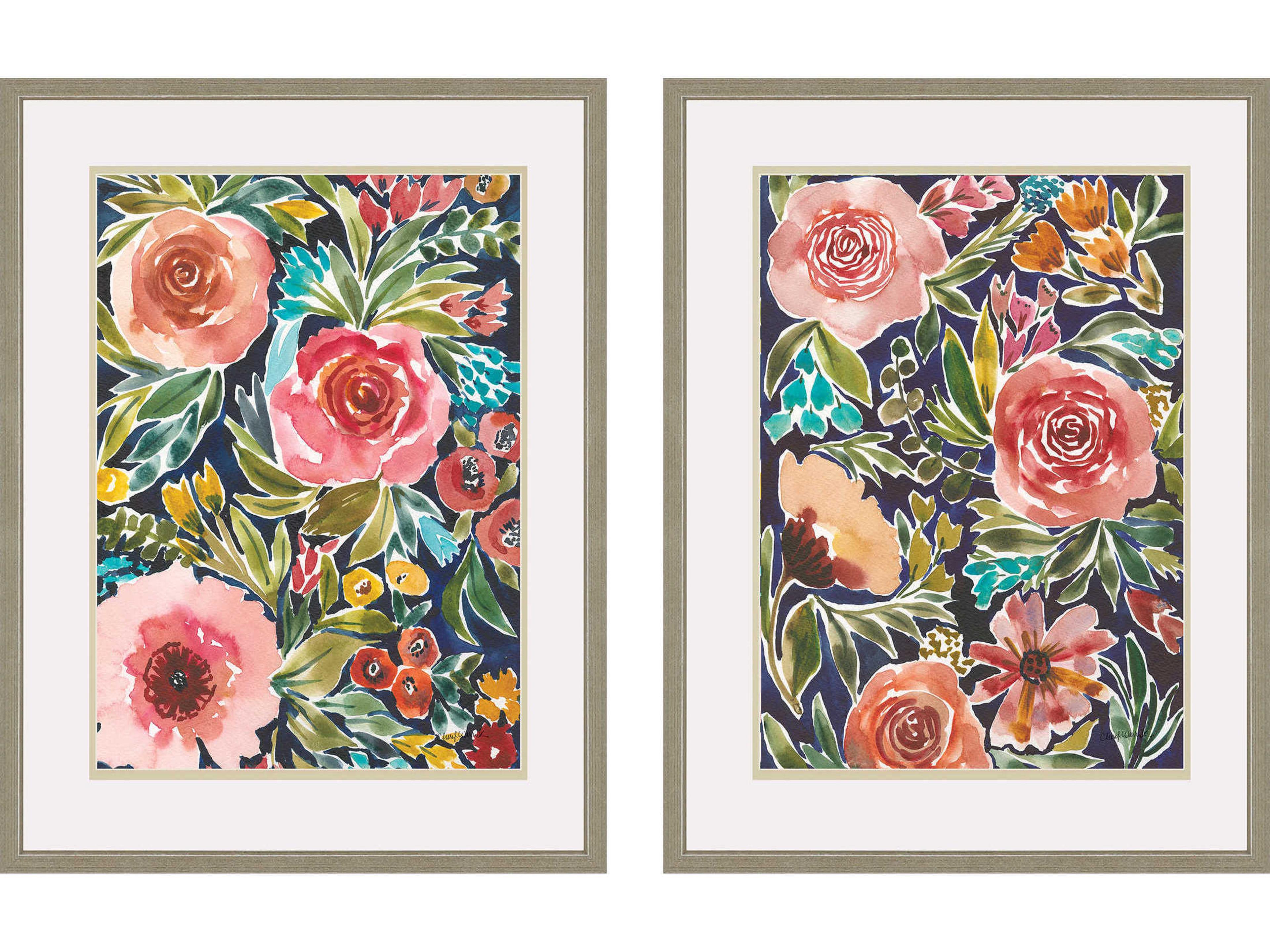 Paragon Florals Brown Flower Patch Wall Art Set of 2