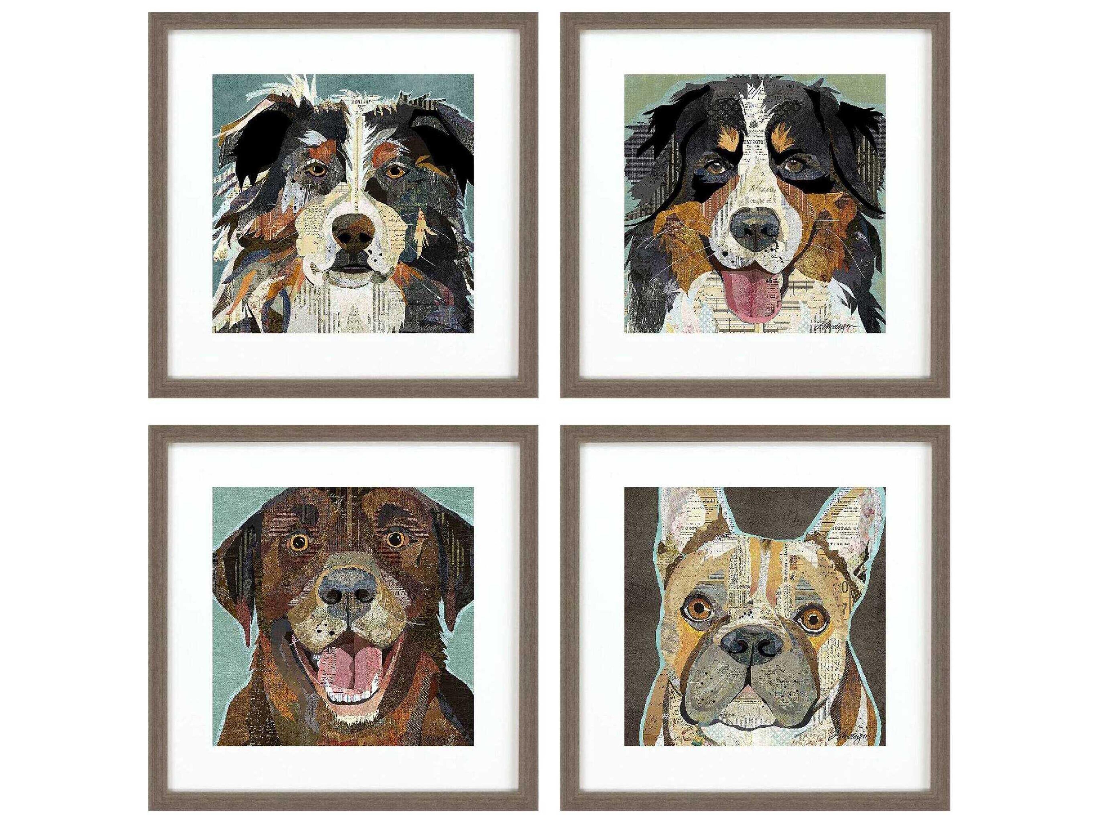 Animals Dog Collage-I Wall Art Set of 4