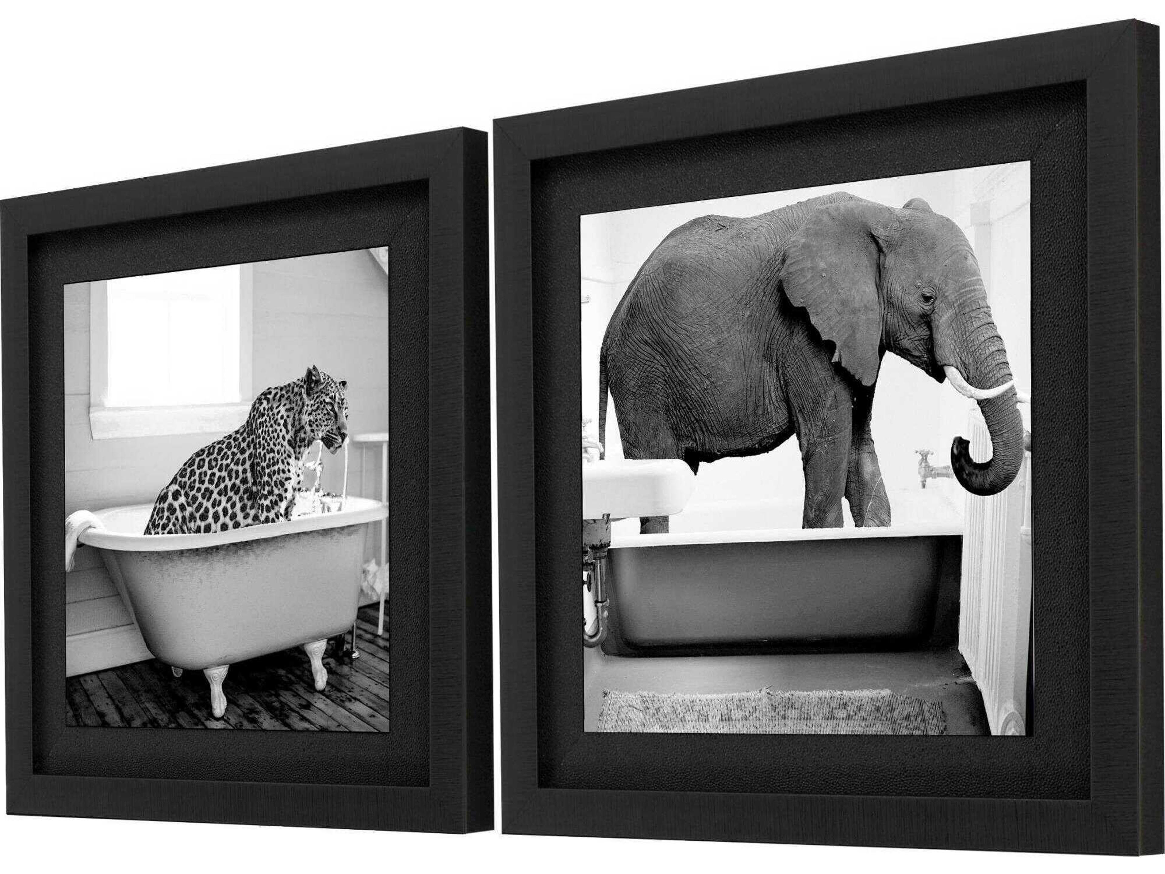 Paragon Animals Safari Bath-II Wall Art Set of 2
