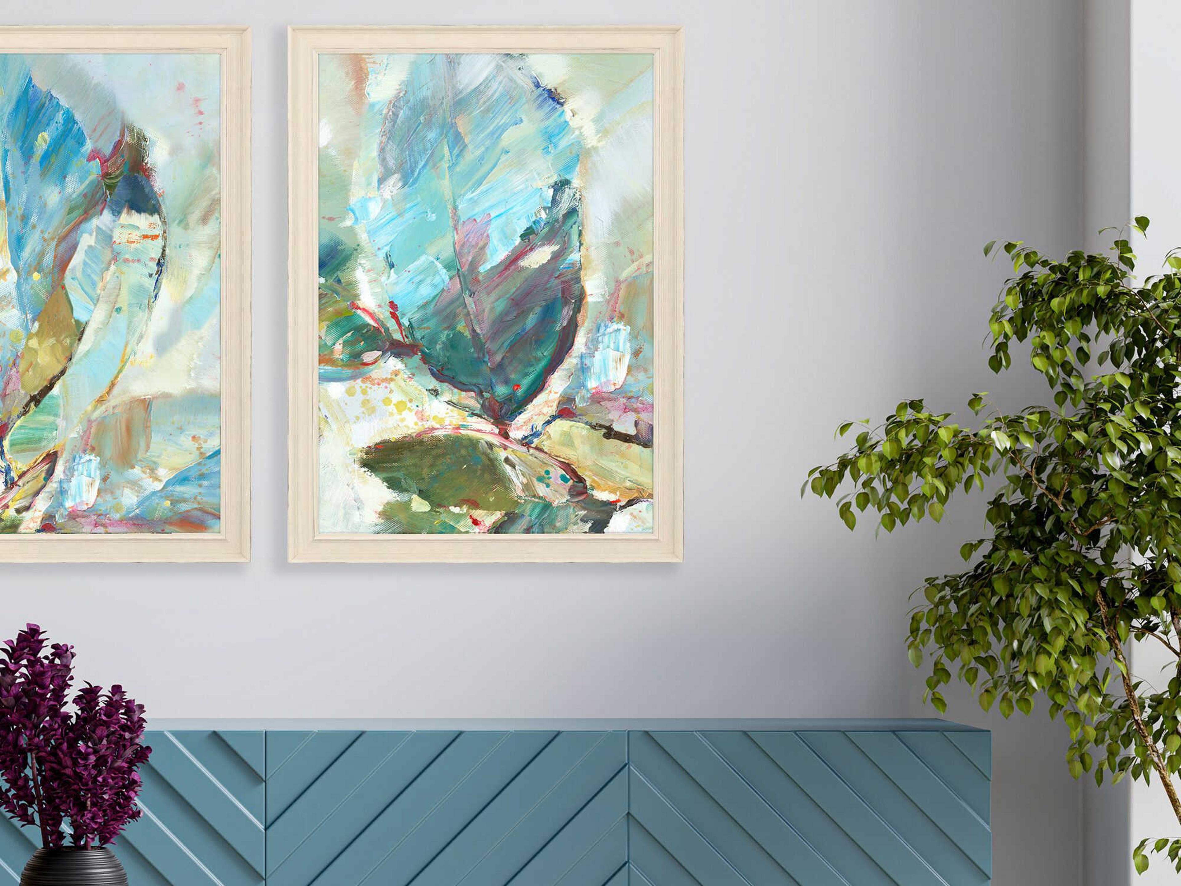 Paragon Florals Aqua Leaf-II Wall Art