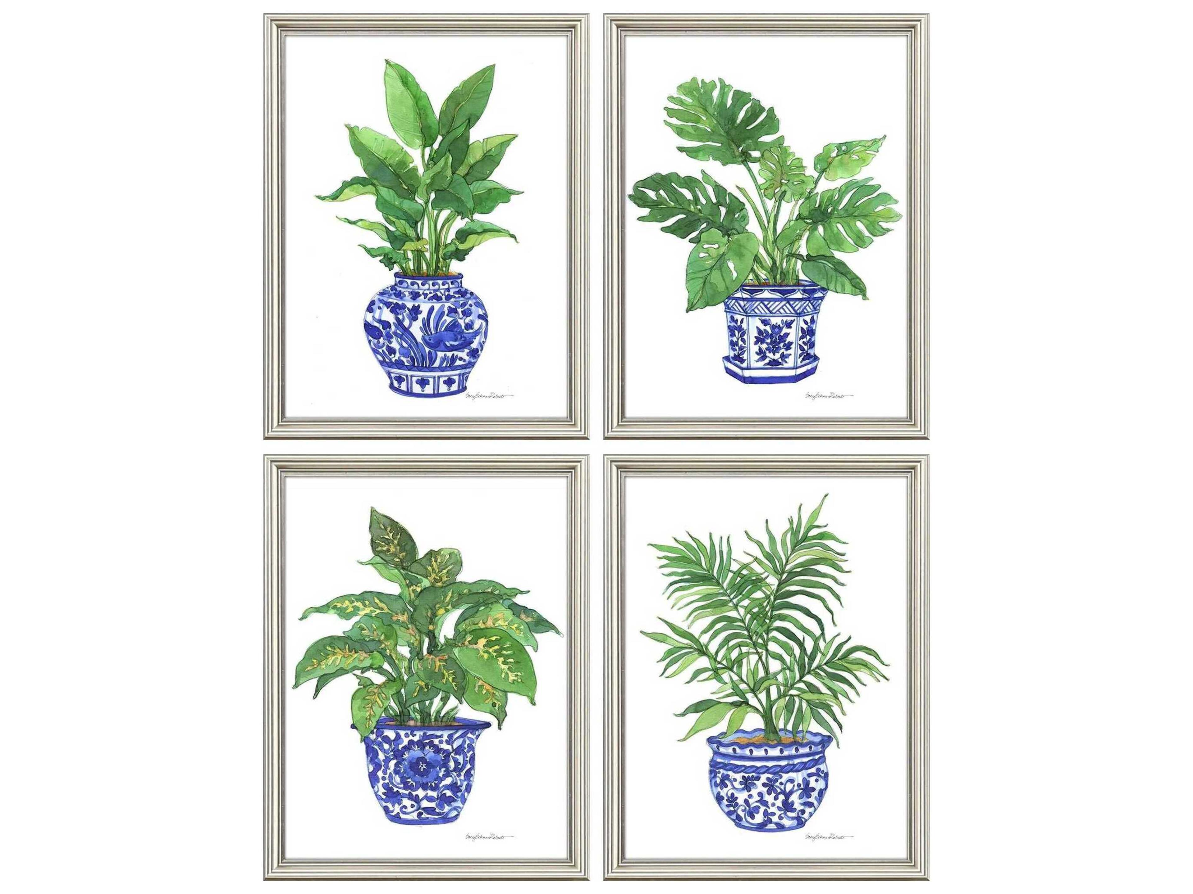 Botanical Blues Wall Art Set of 4