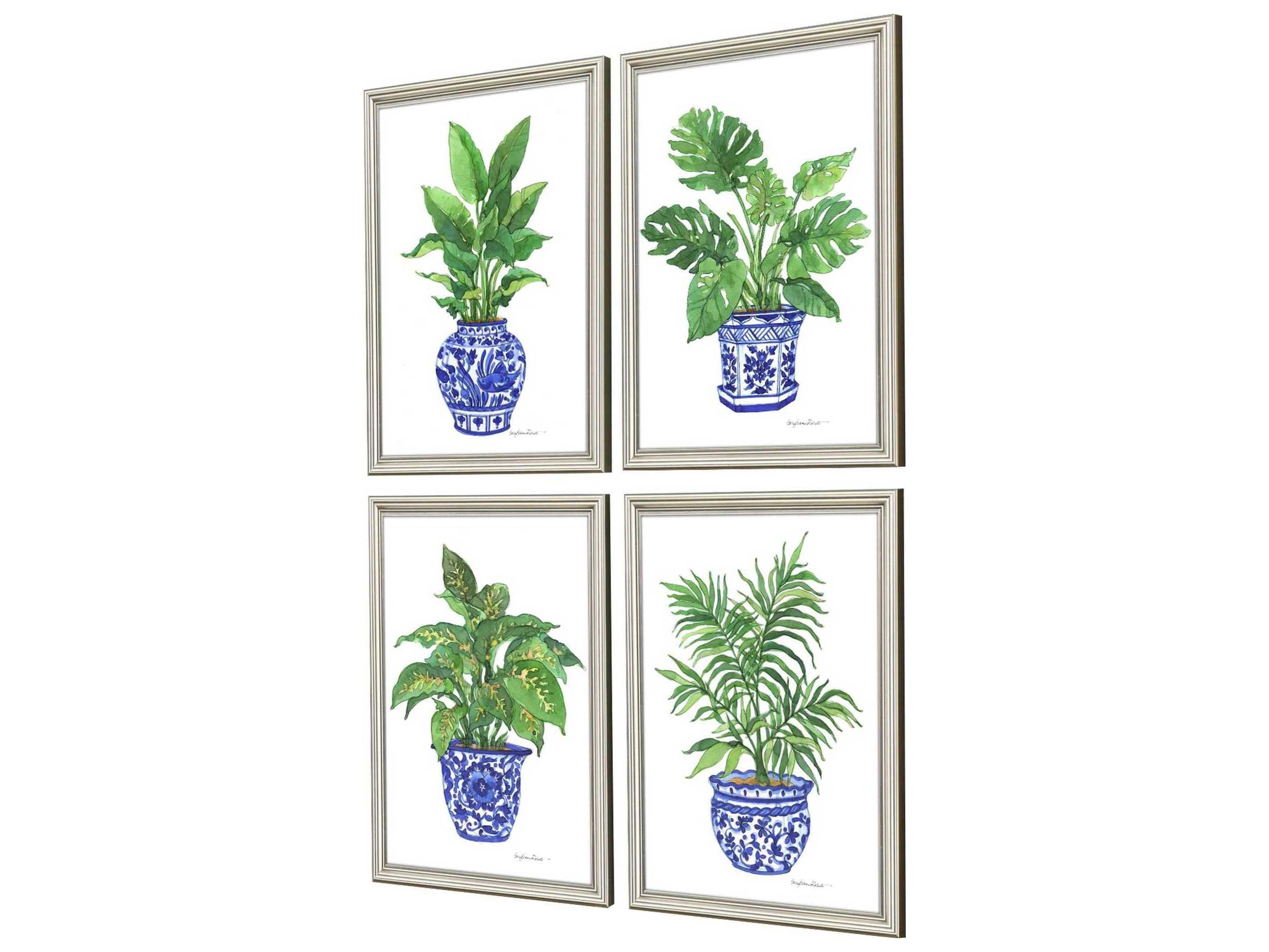 Paragon Botanical Blues Wall Art Set of 4