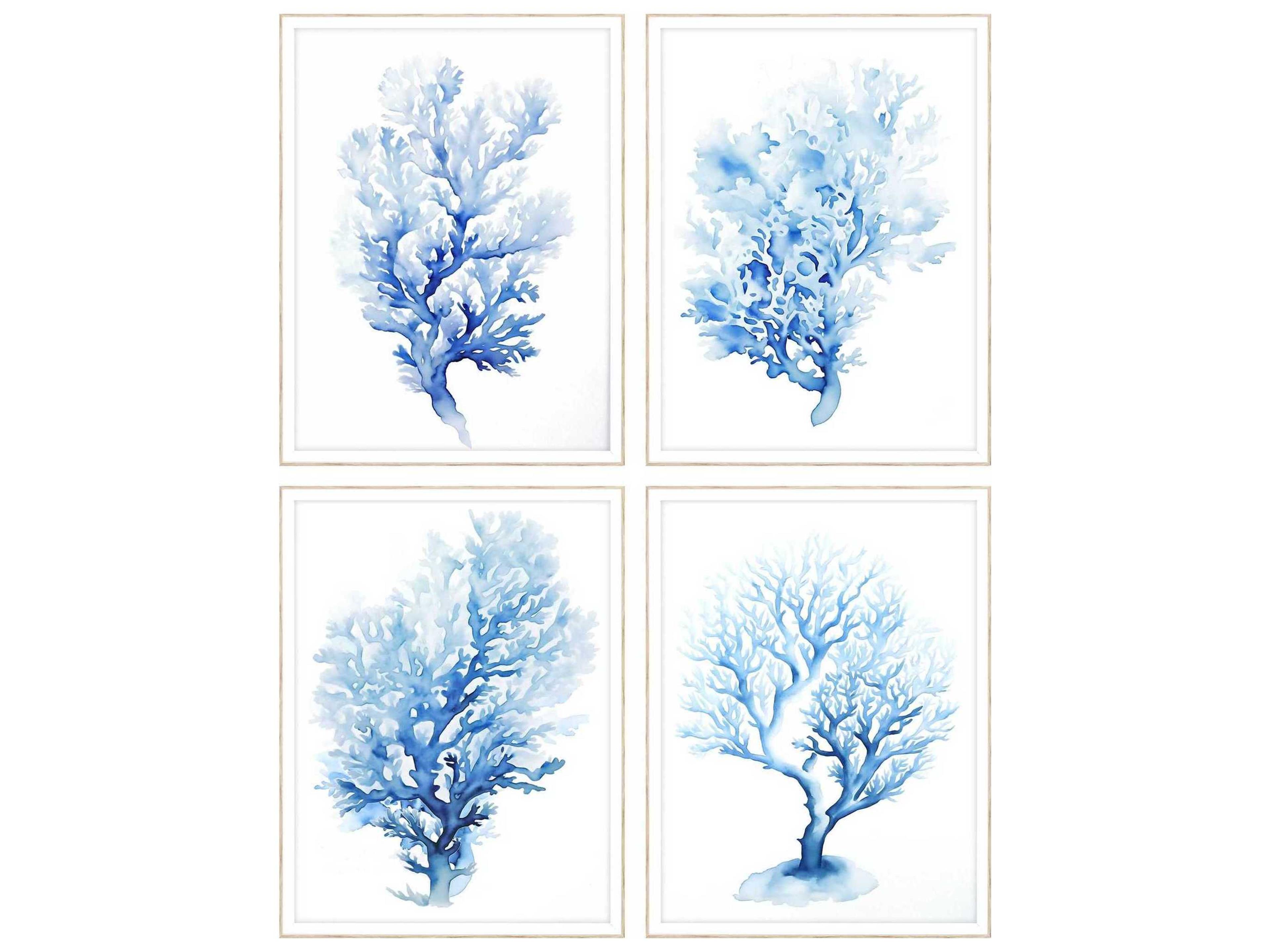 Paragon Indigo Coral Wall Art Set of 4