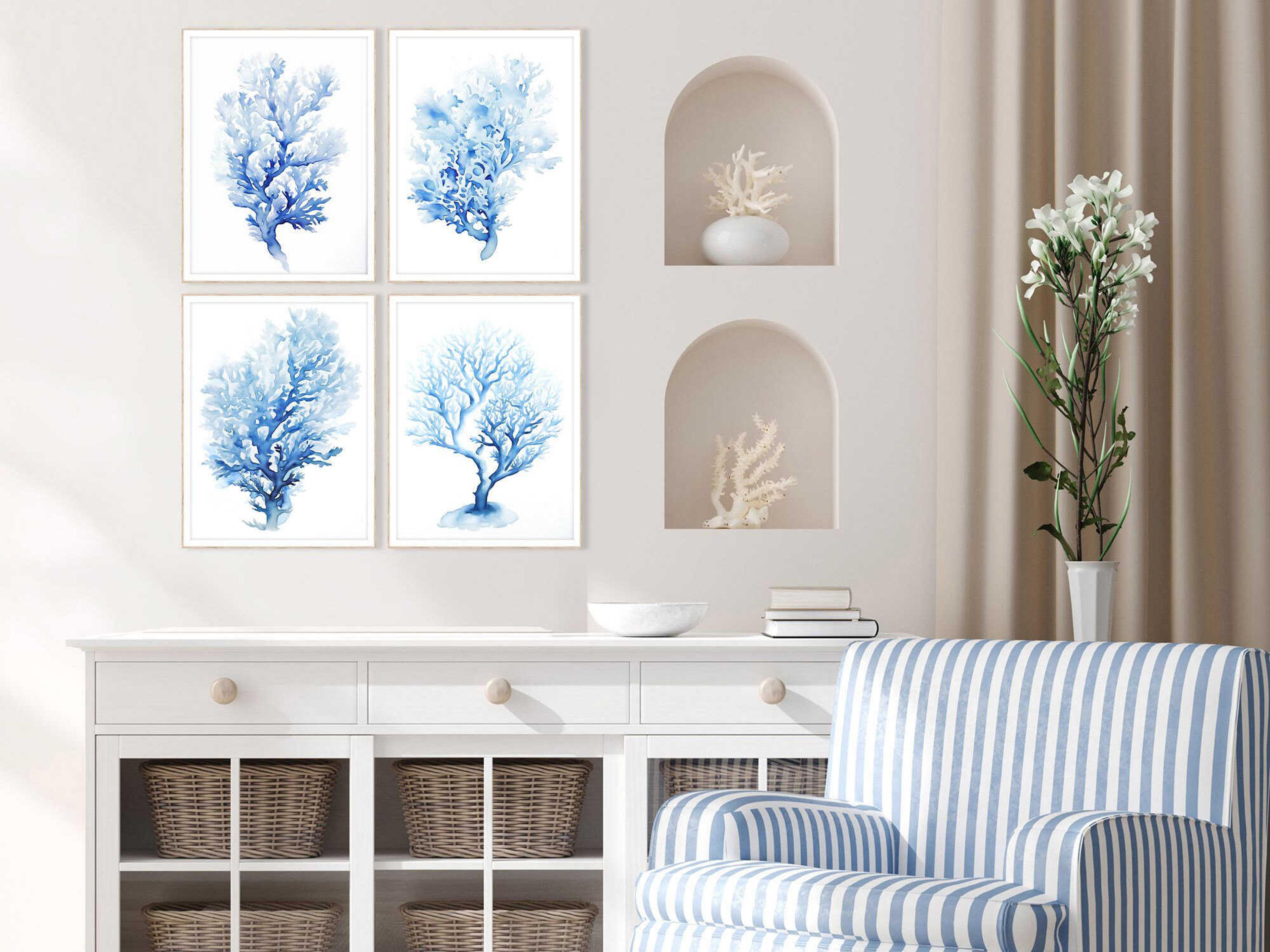 Paragon Indigo Coral Wall Art Set of 4