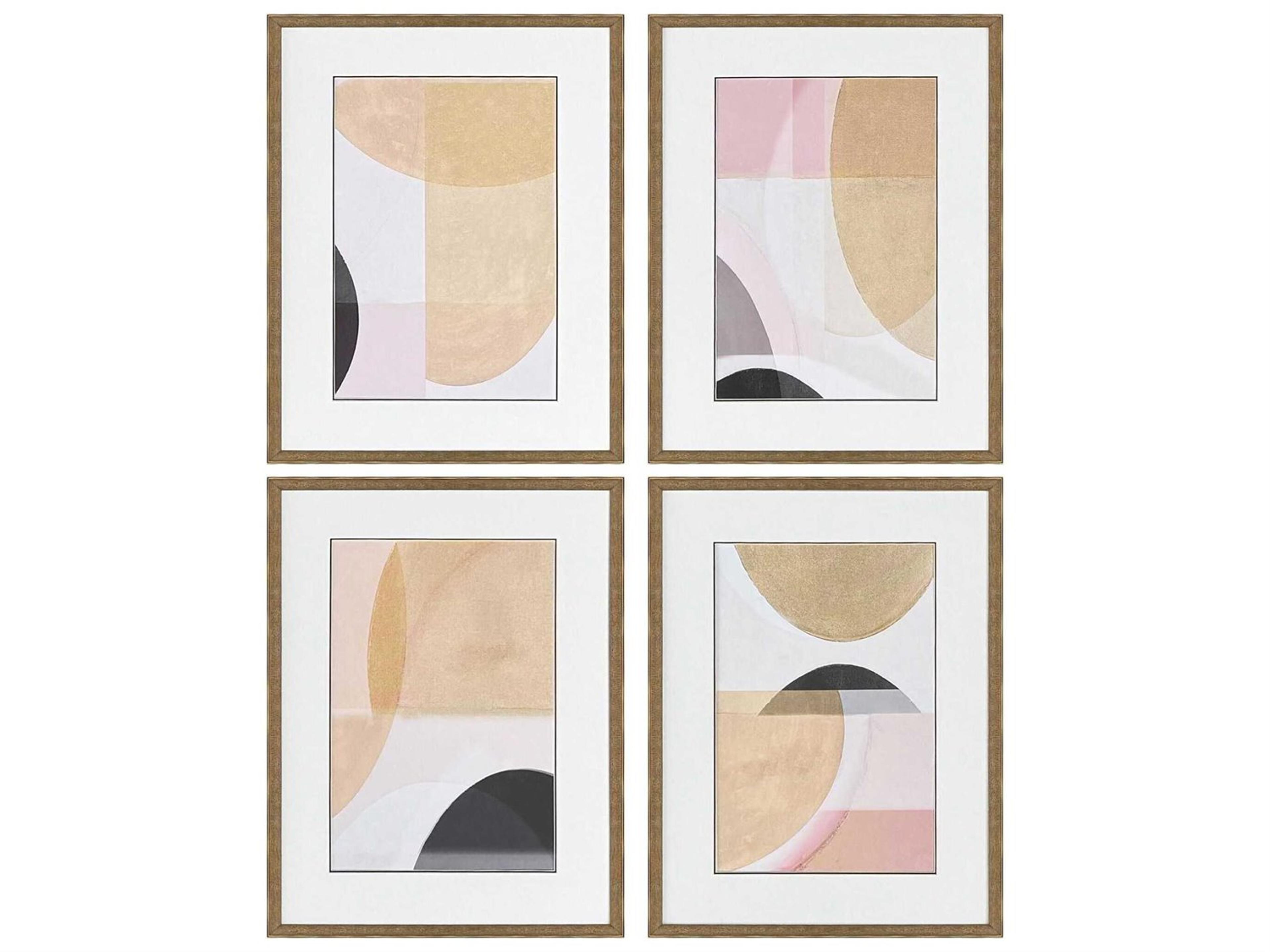 Abstract Curved Forms Wall Art Set of 4