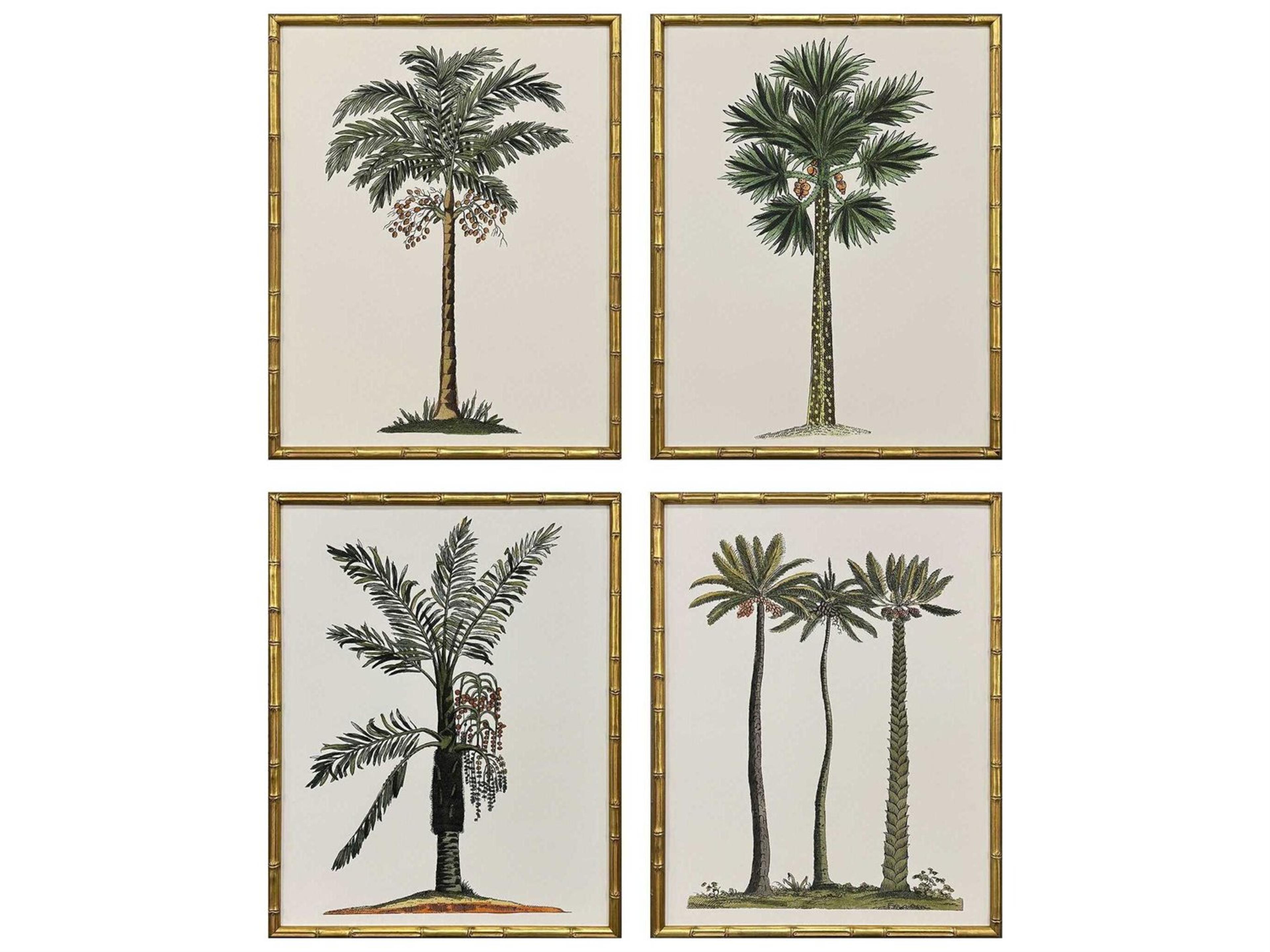 Florals Contemporary Palm-II Wall Art Set of 4