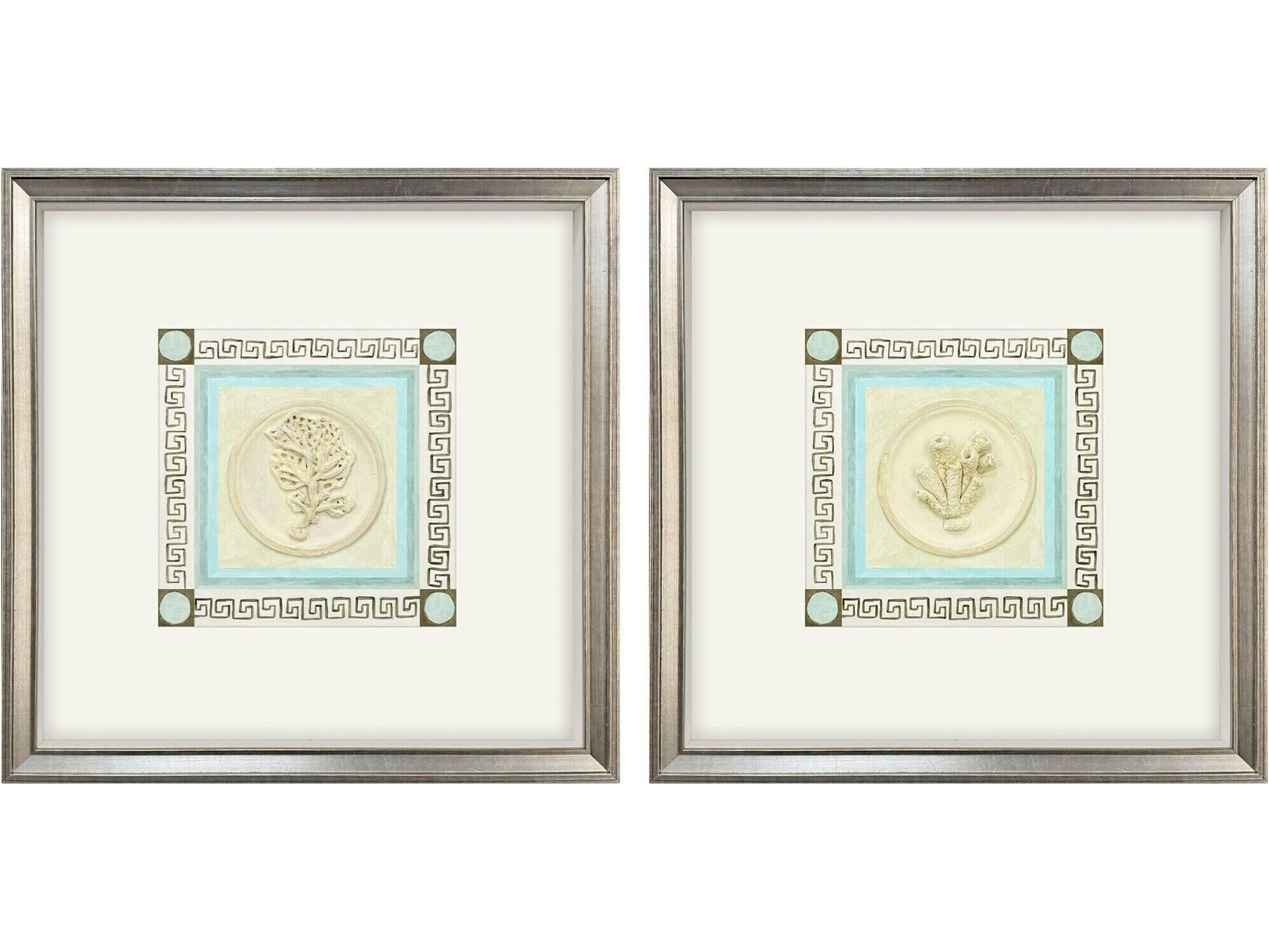 Coral Circles II Framed Art - Set of 2