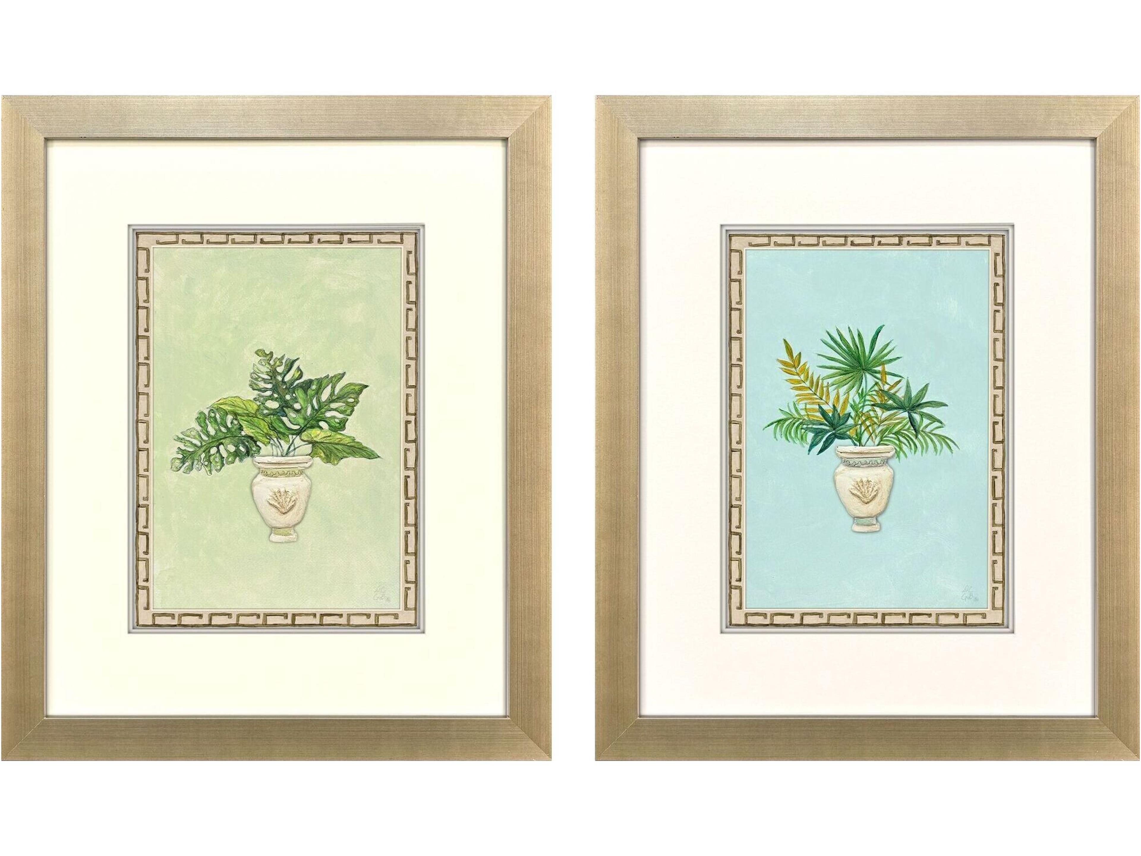Paragon Grecian Vase Palm II Framed Art - Set of 2