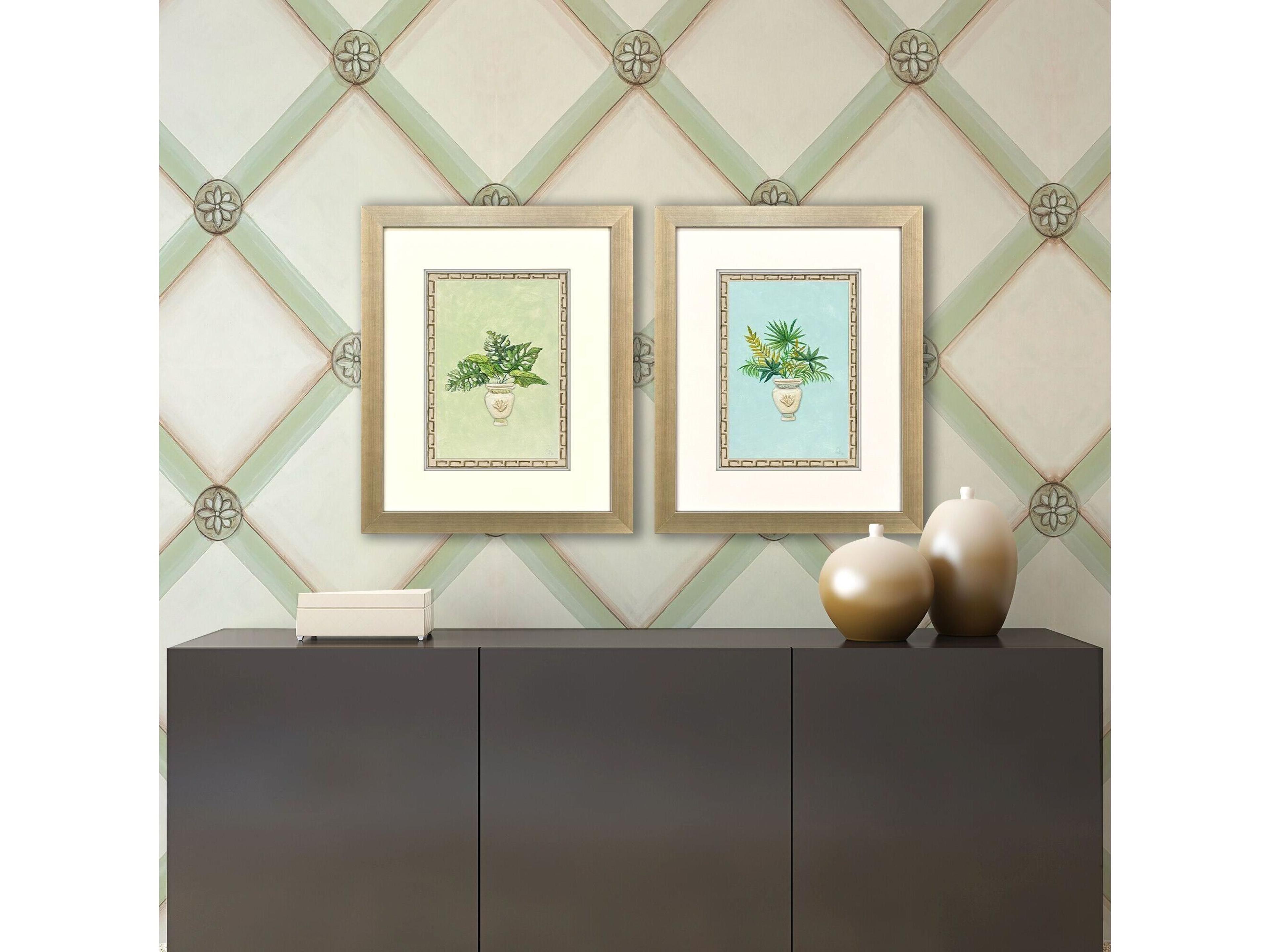 Paragon Grecian Vase Palm II Framed Art - Set of 2