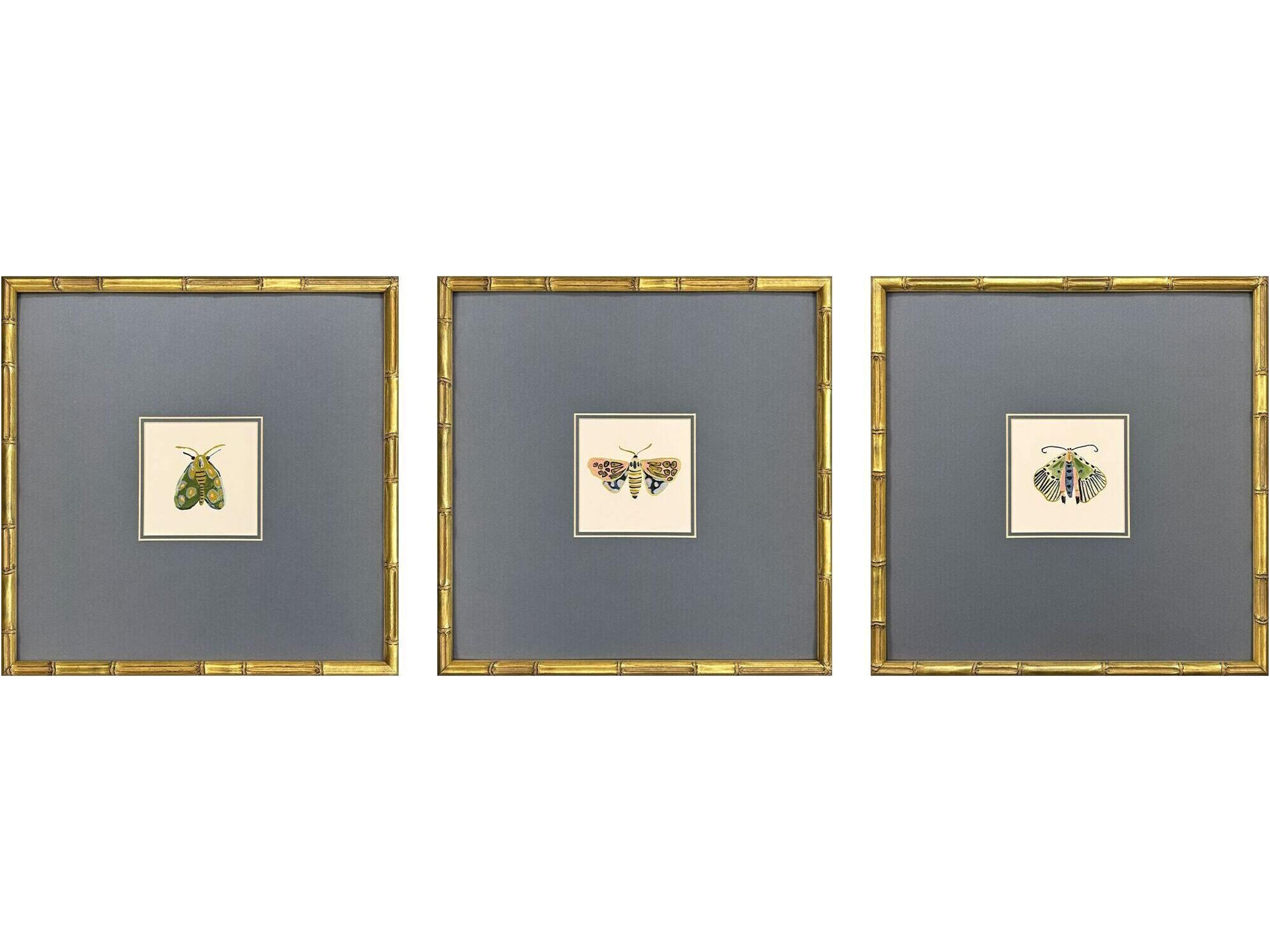 Pastel Moths II Framed Art - Set of 3