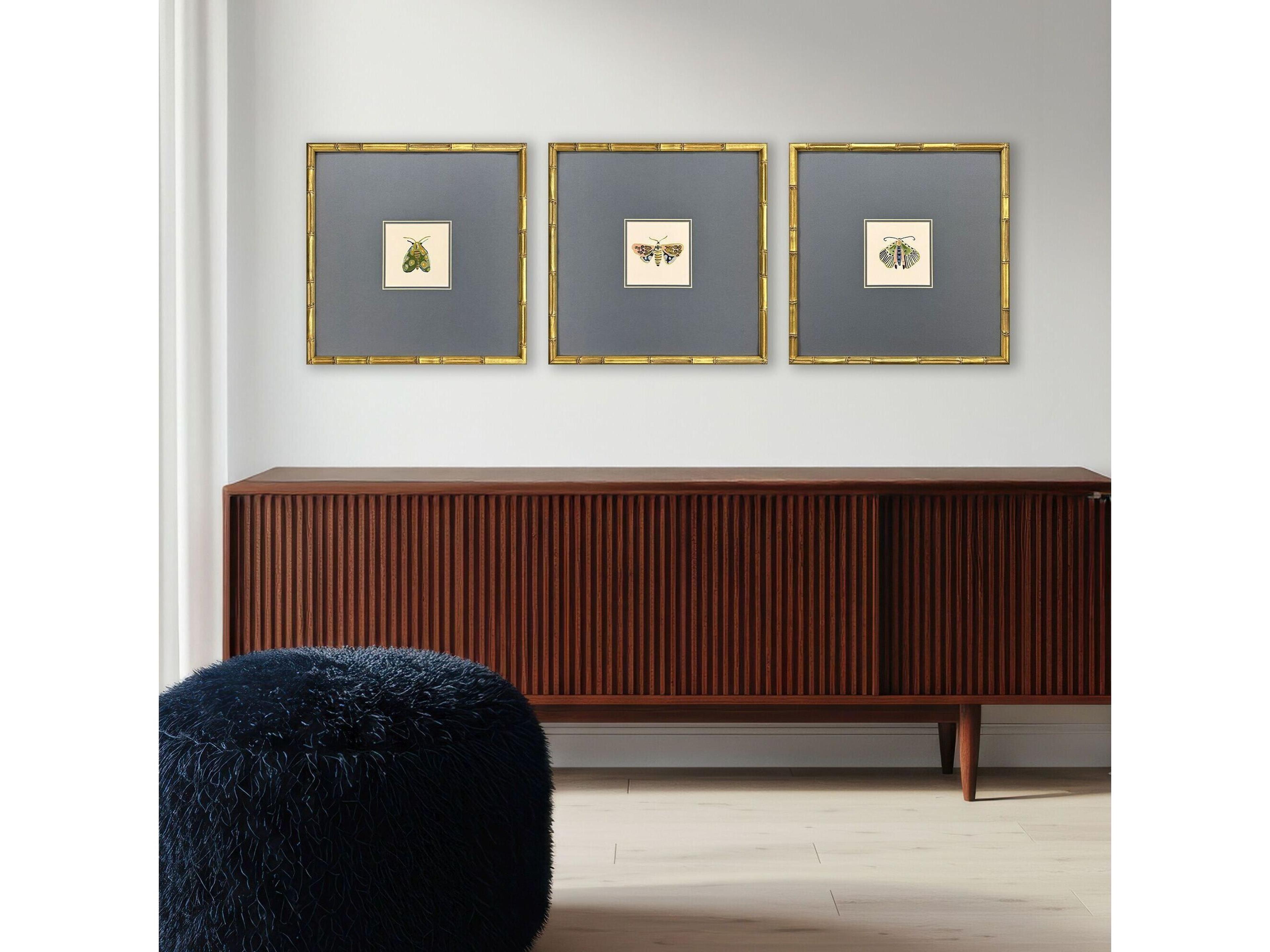 Paragon Pastel Moths II Framed Art - Set of 3