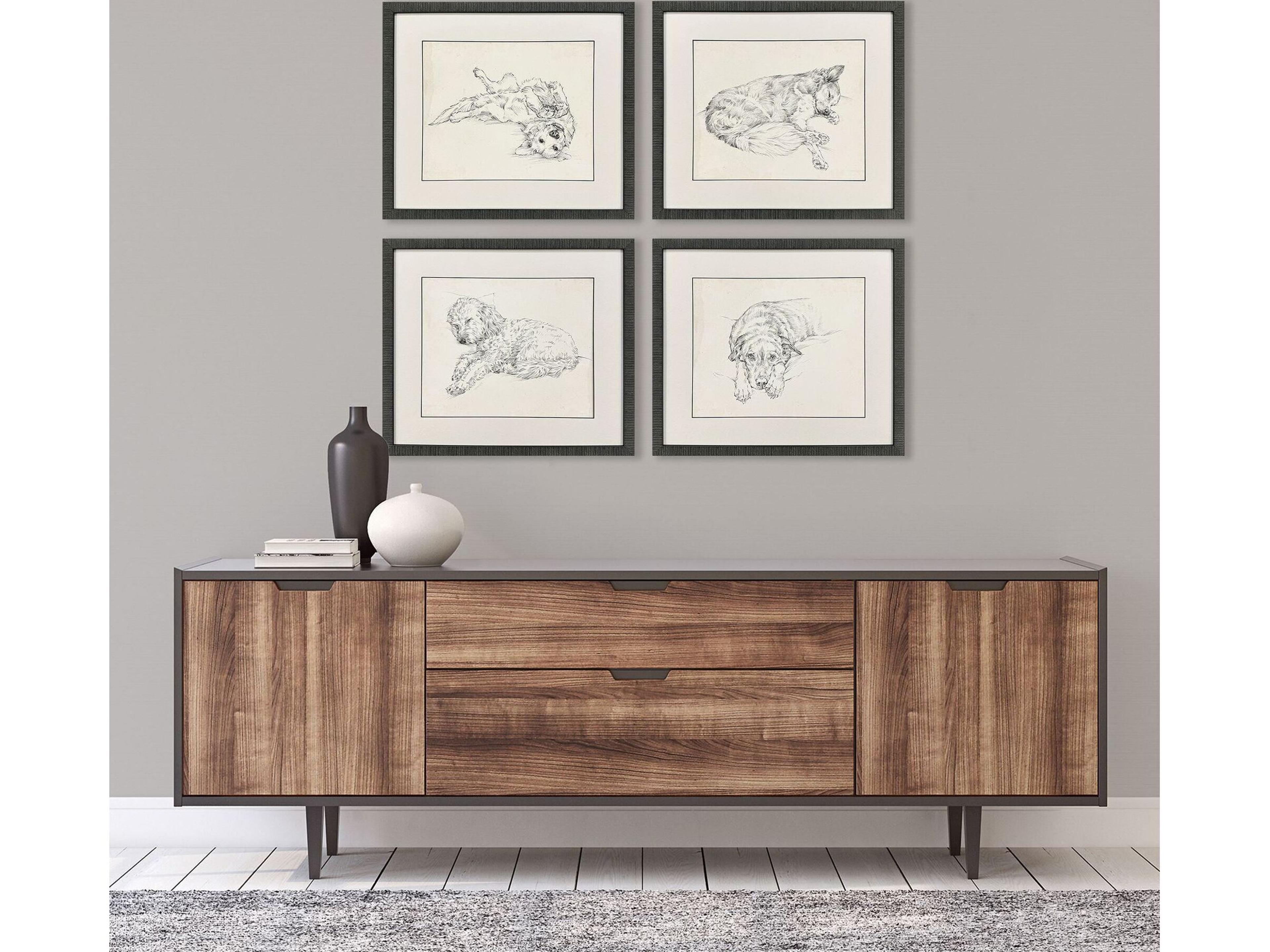 Paragon Antique Dog Sketch Framed Art - Set of 4