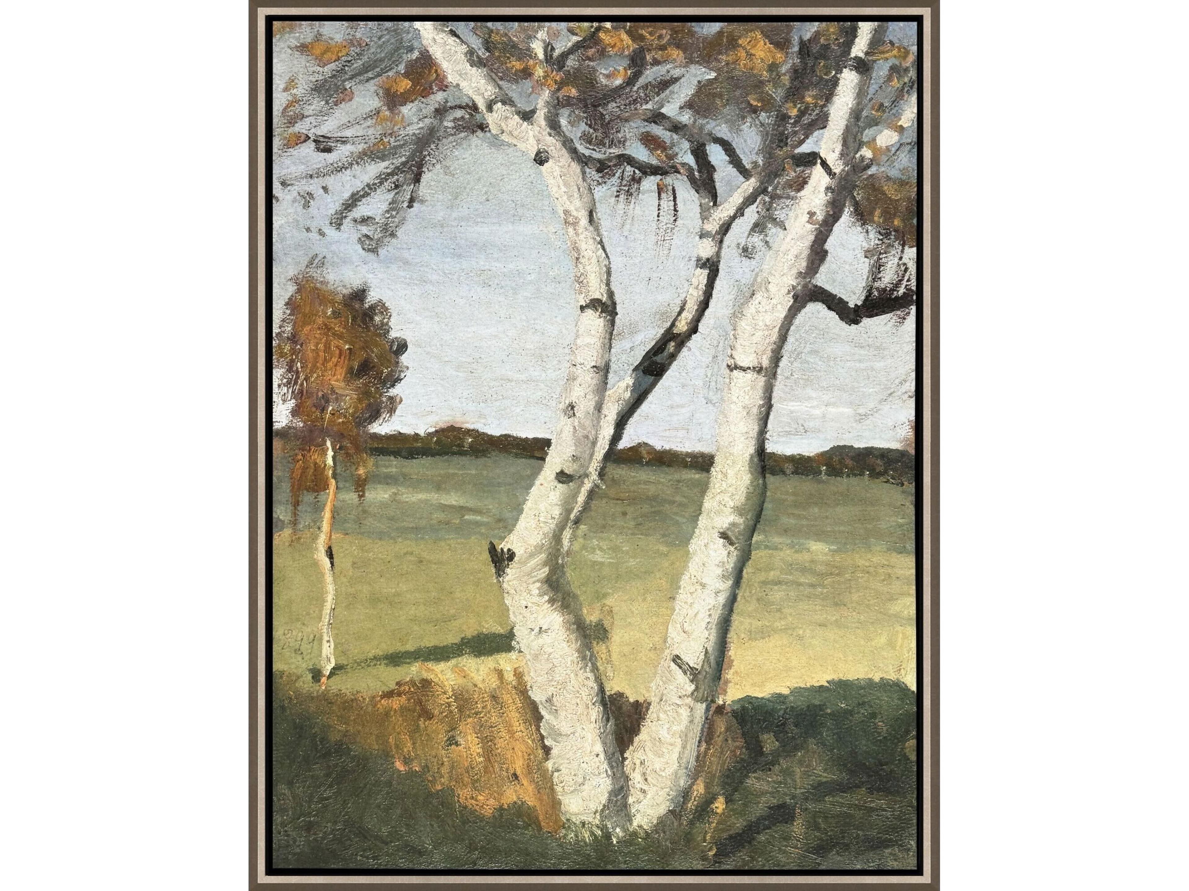 Birch Tree in a Landscape Canvas Wall Art