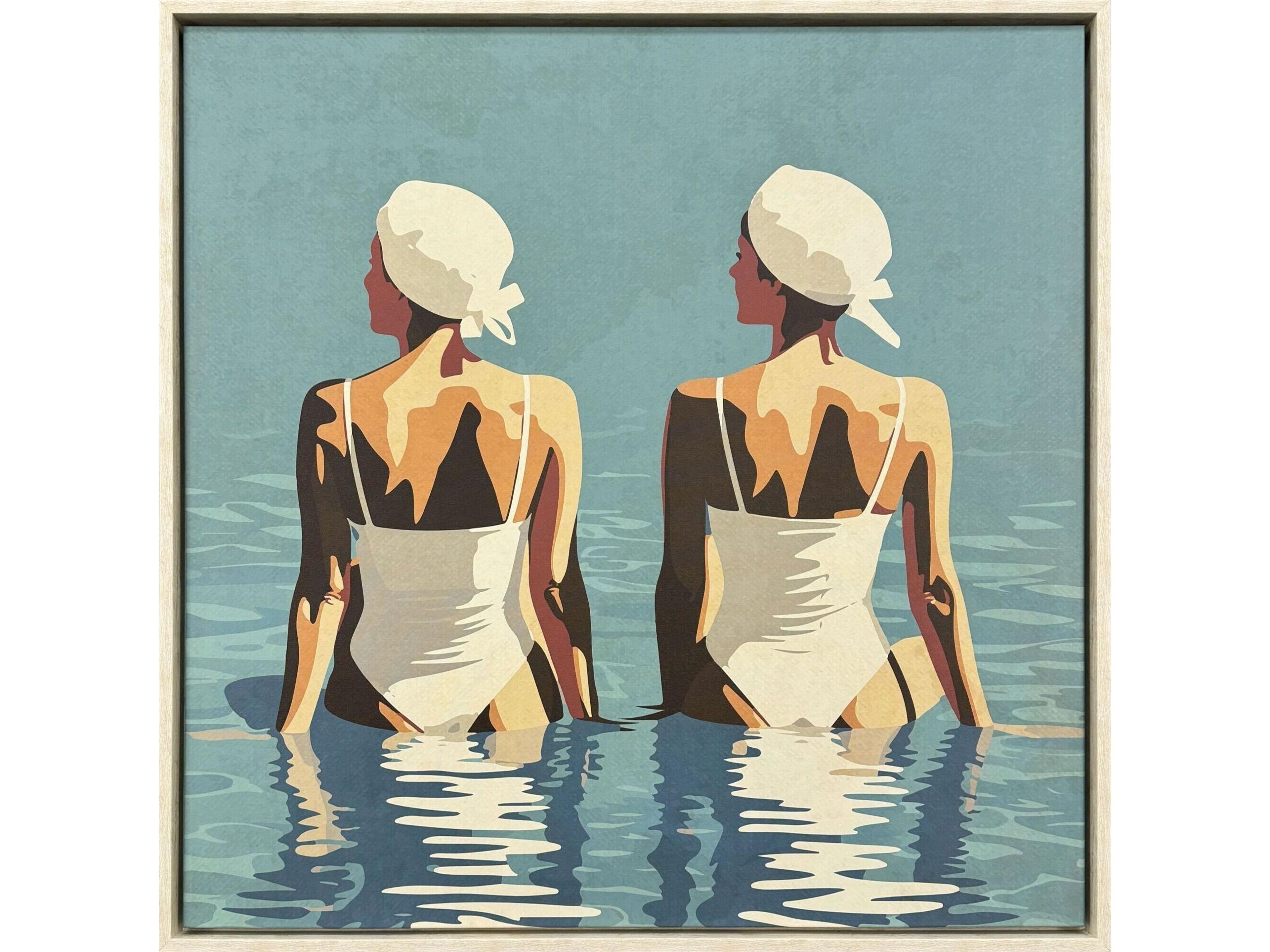 Red Two Friends at the Beach Canvas