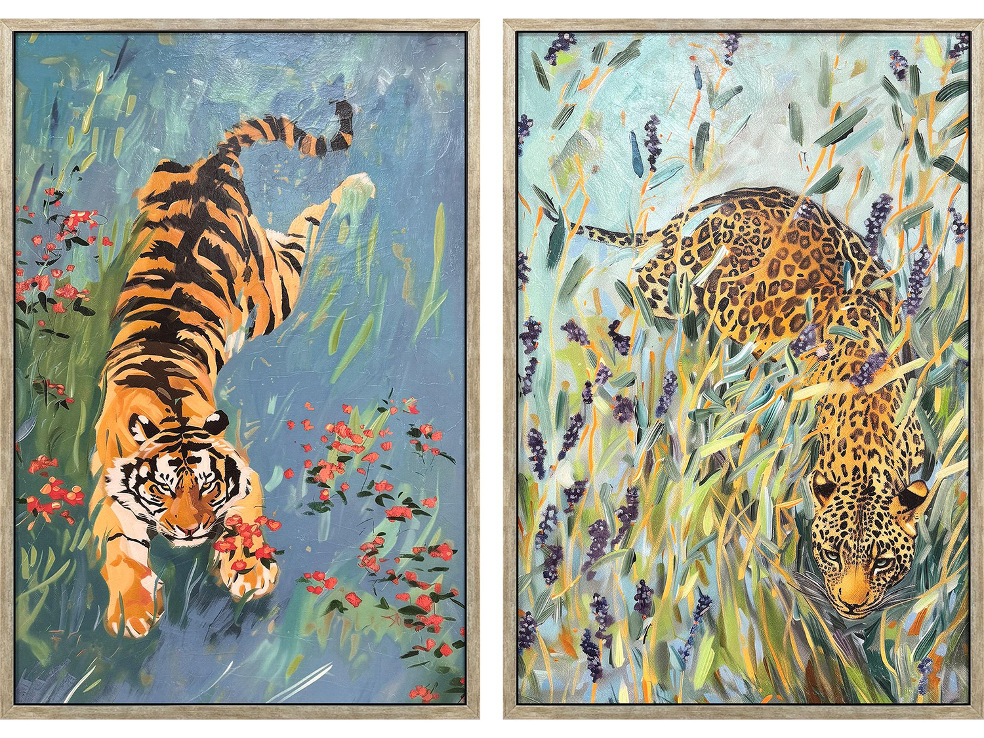 Tiger/Leopard Framed Art - Set of 2