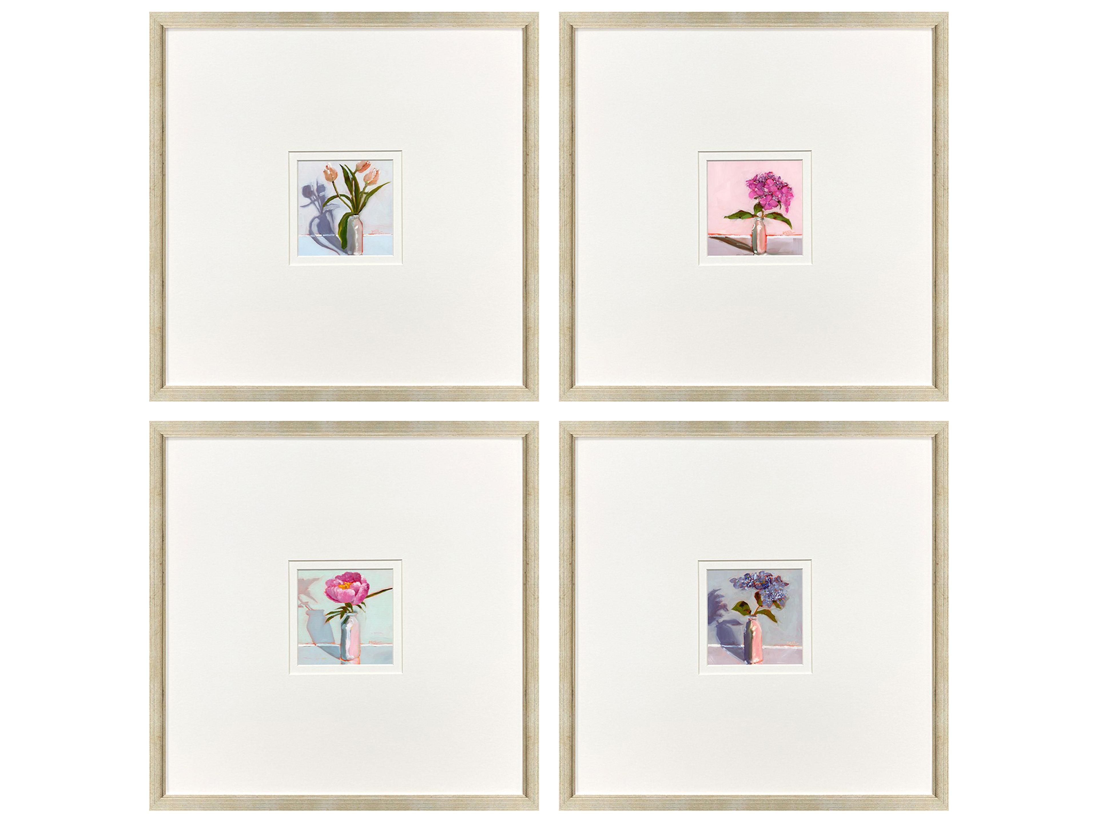 Milk Bottle Florals Framed Art - Set of 4