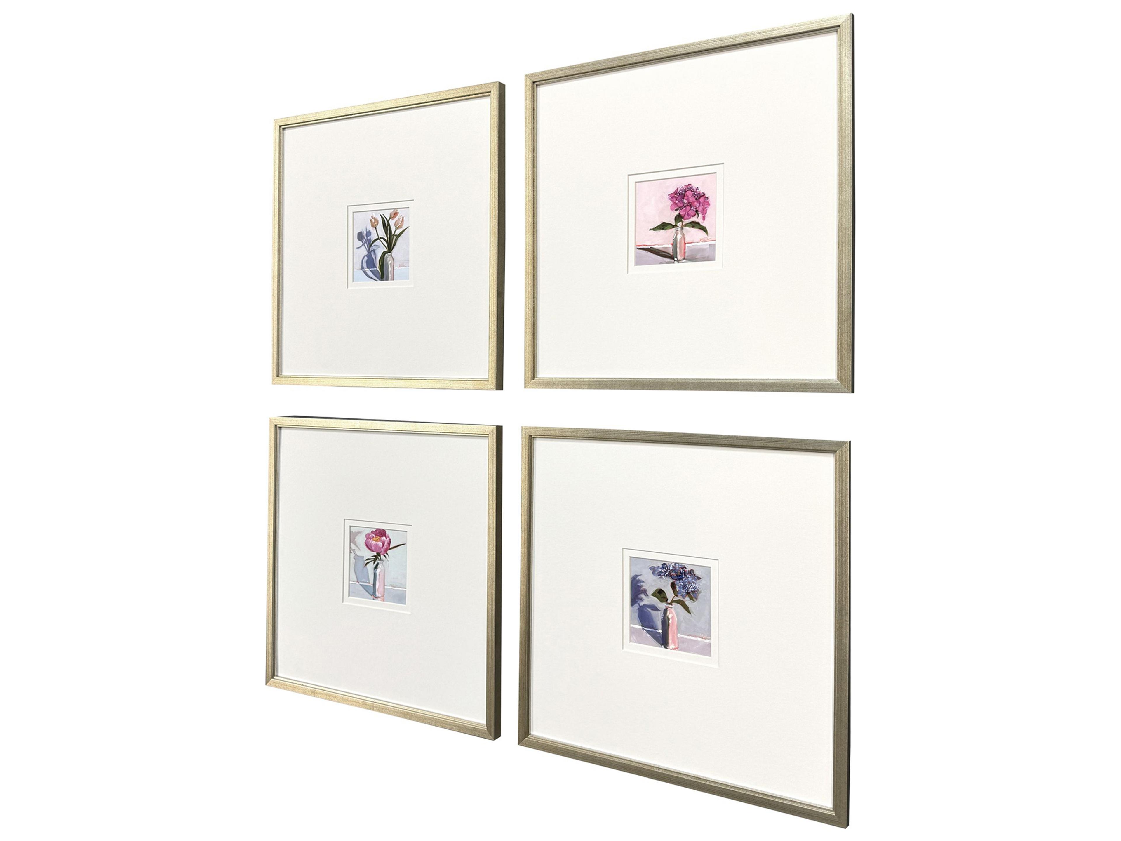 Paragon Milk Bottle Florals Framed Art - Set of 4