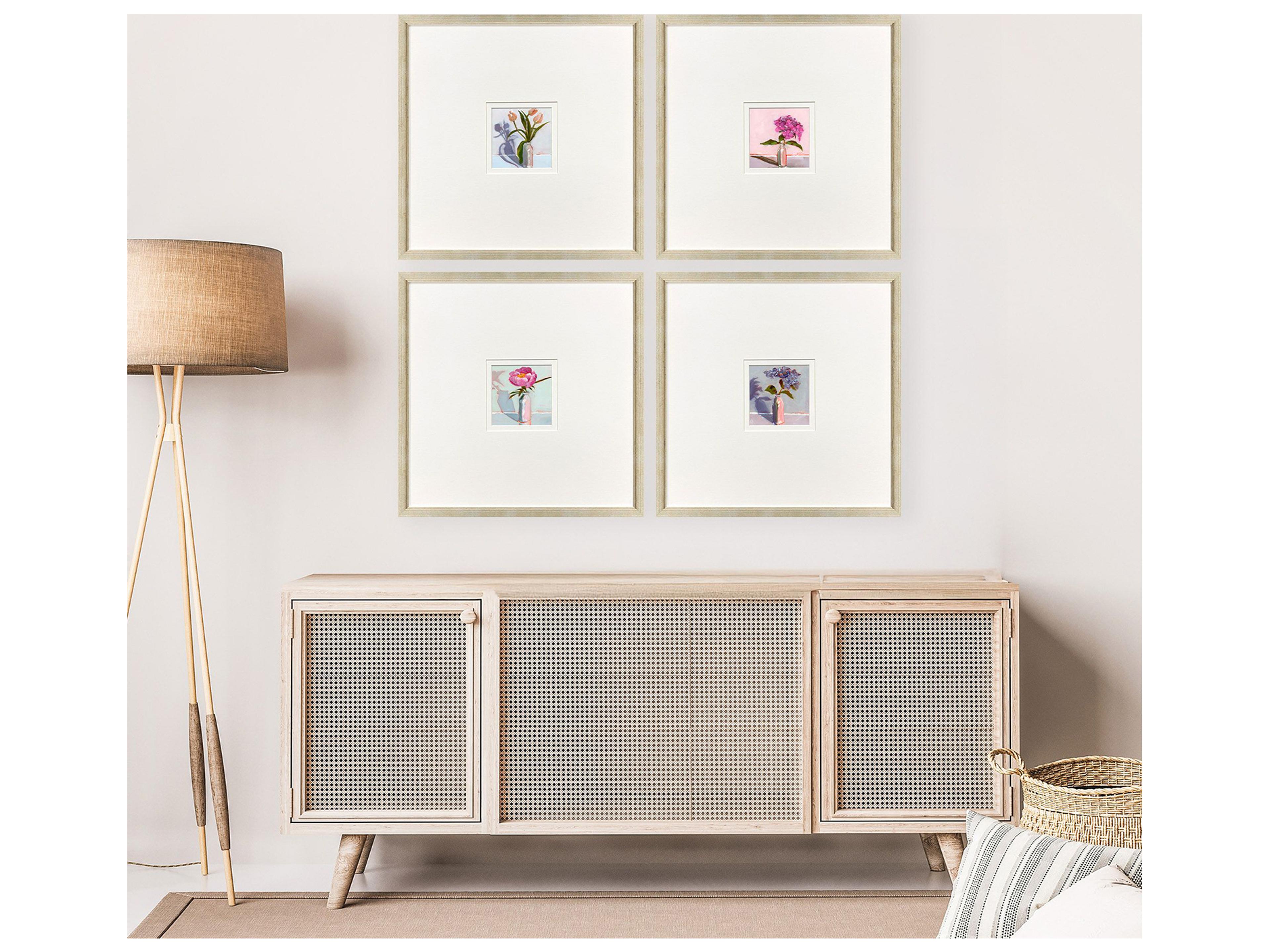 Paragon Milk Bottle Florals Framed Art - Set of 4