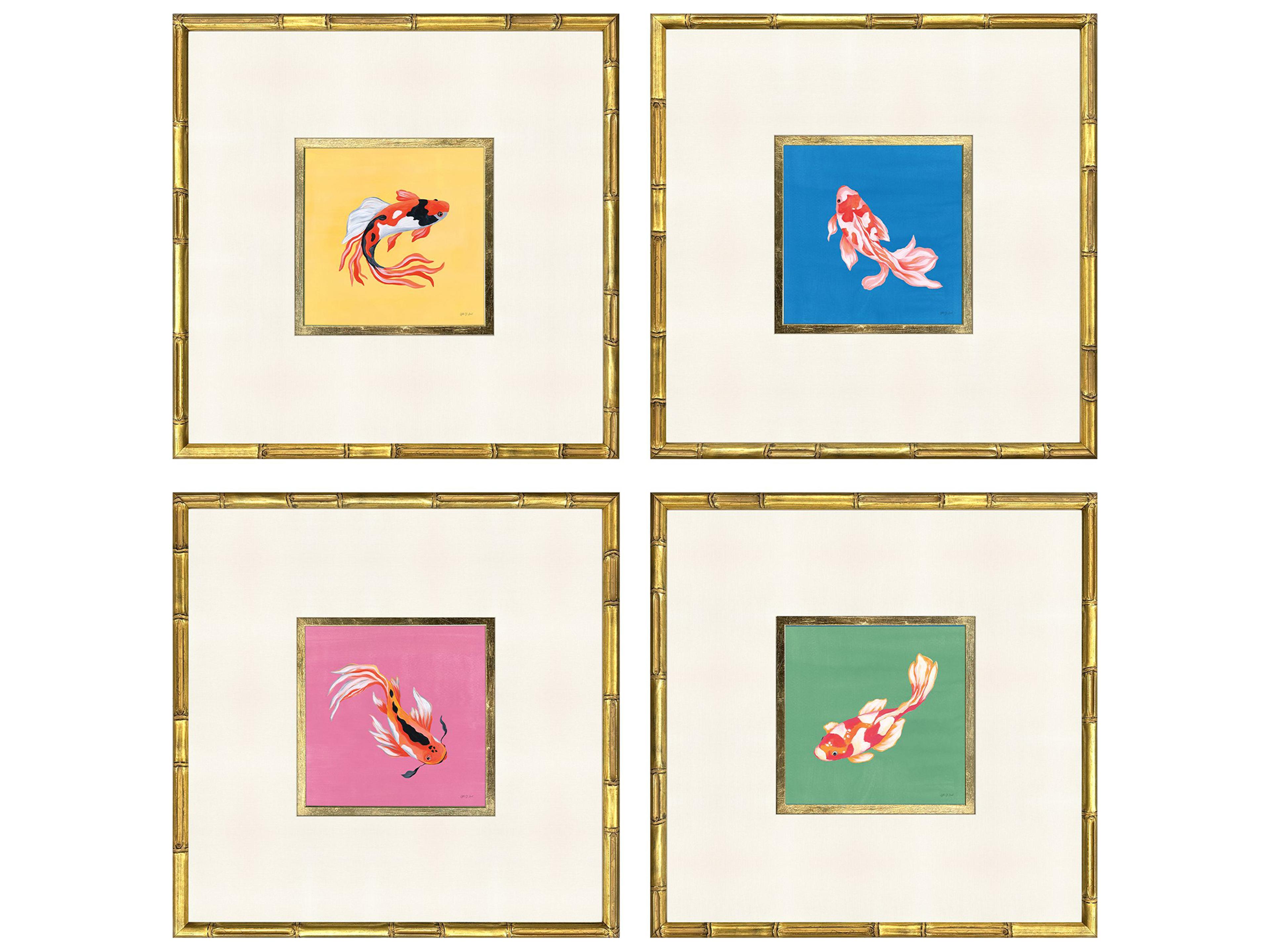 Colorful Koi Framed Art - Set of 4