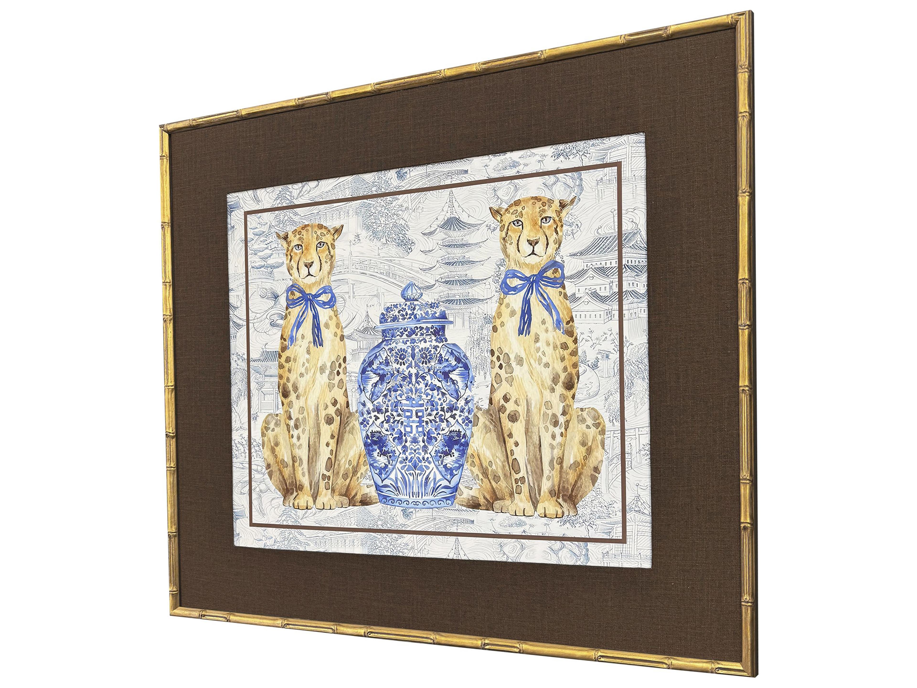 Paragon Oriental Leopards Framed Art