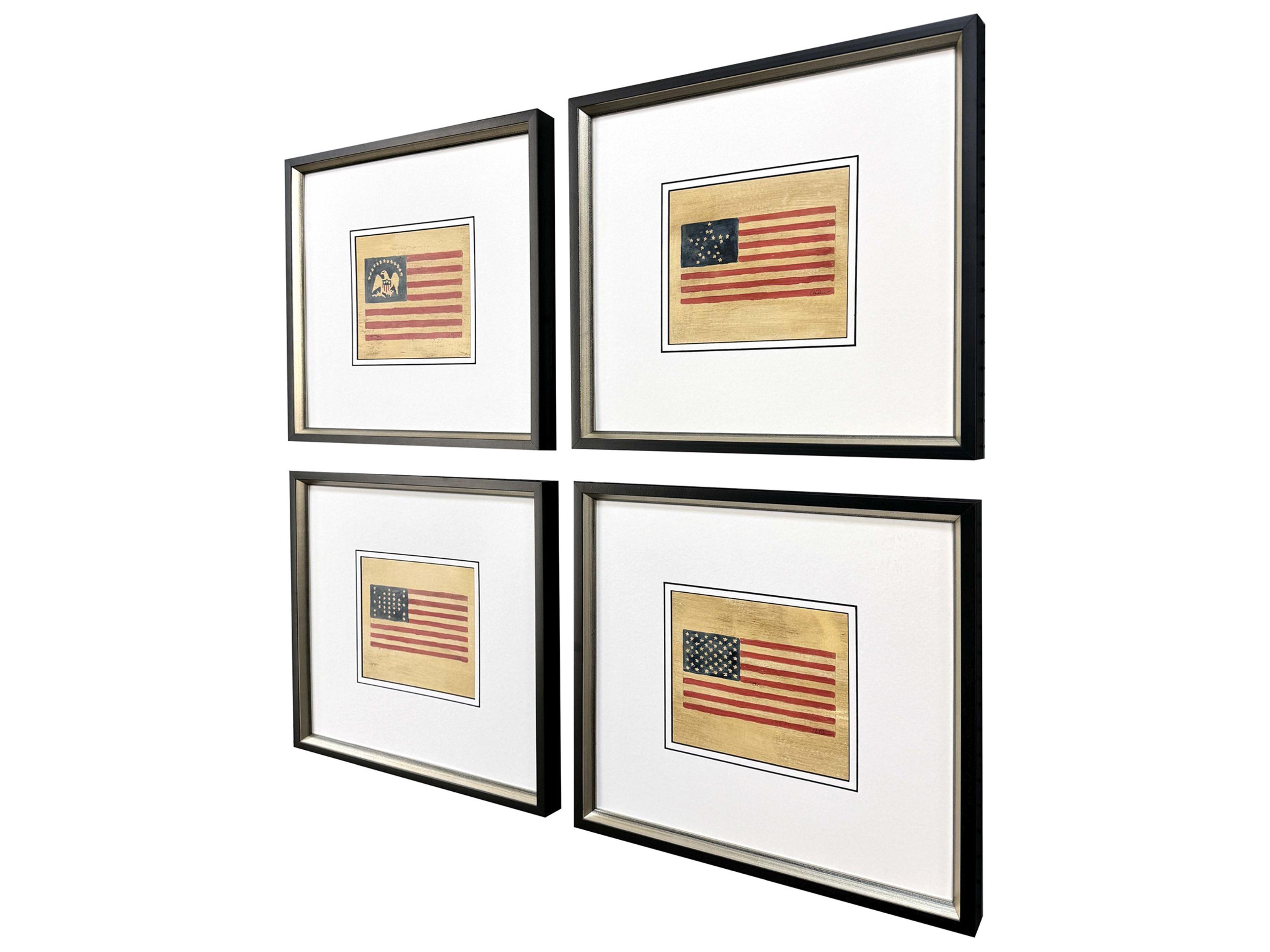 Paragon American Flags II Framed Art - Set of 4