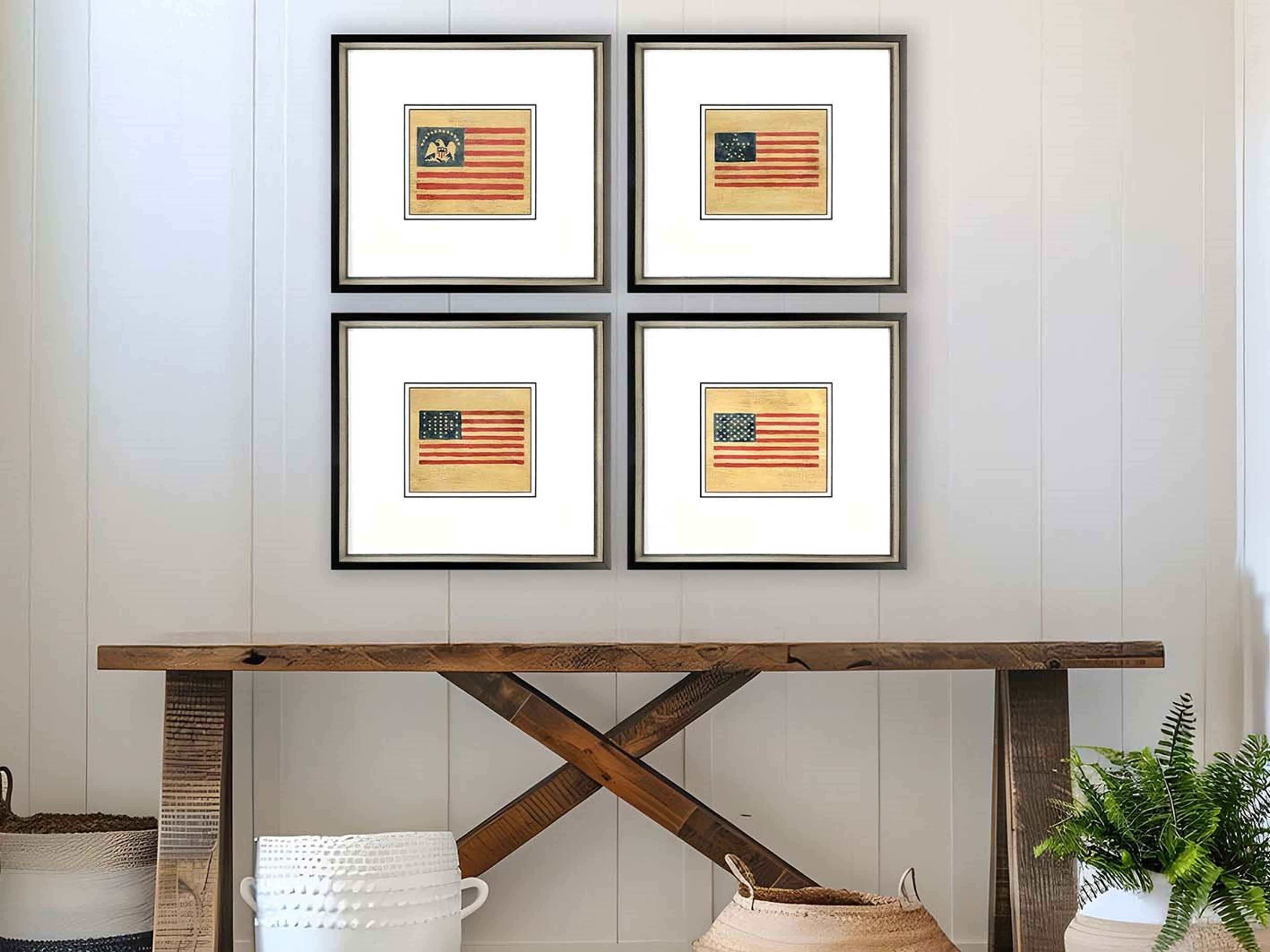 Paragon American Flags II Framed Art - Set of 4