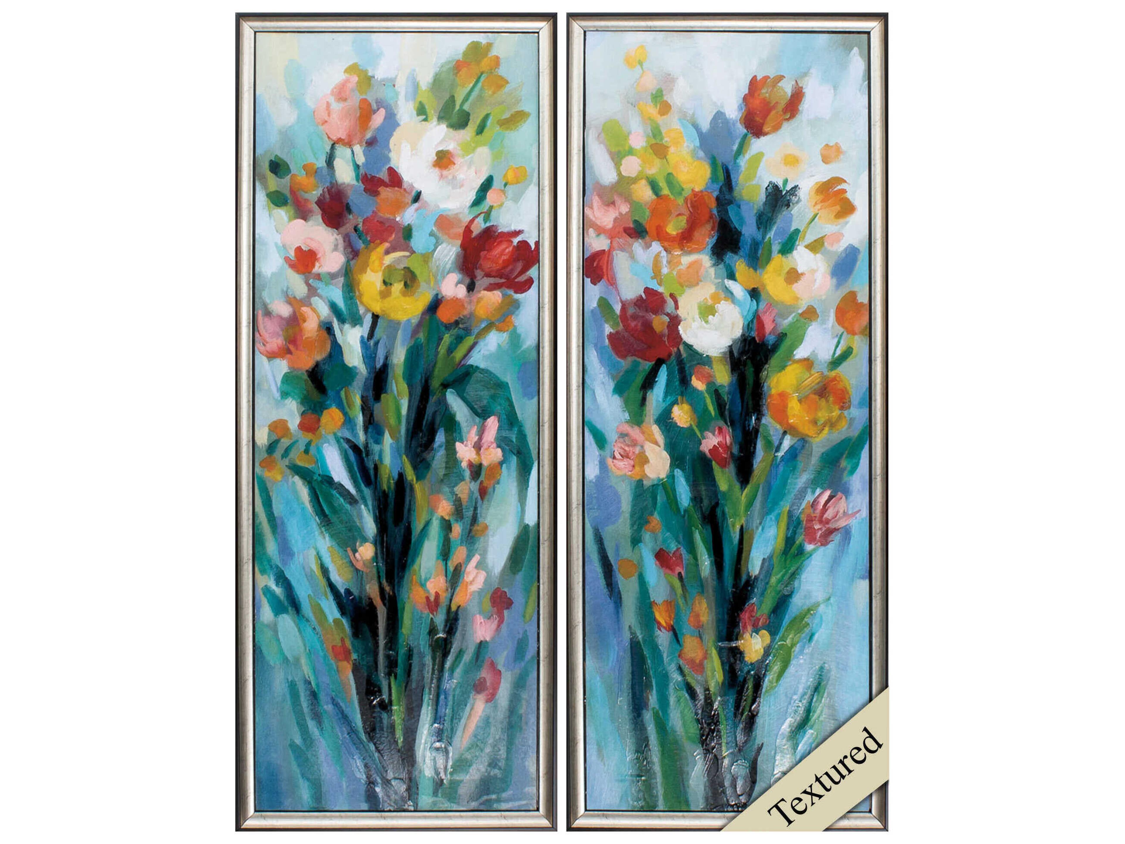Florals Tall Bright Flowers Wall Art Set of 2