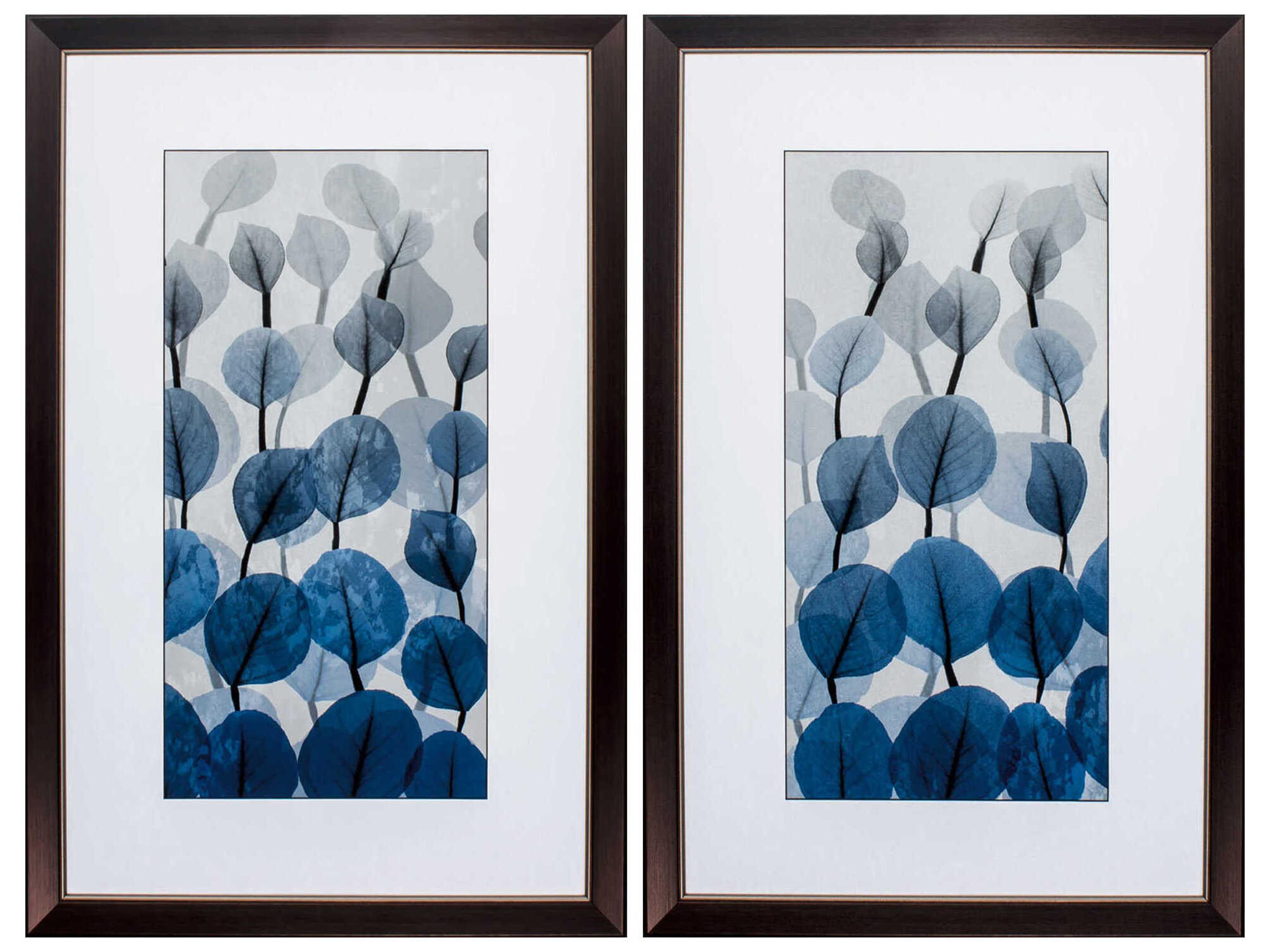 Florals Blue Leaves Wall Art Set of 2