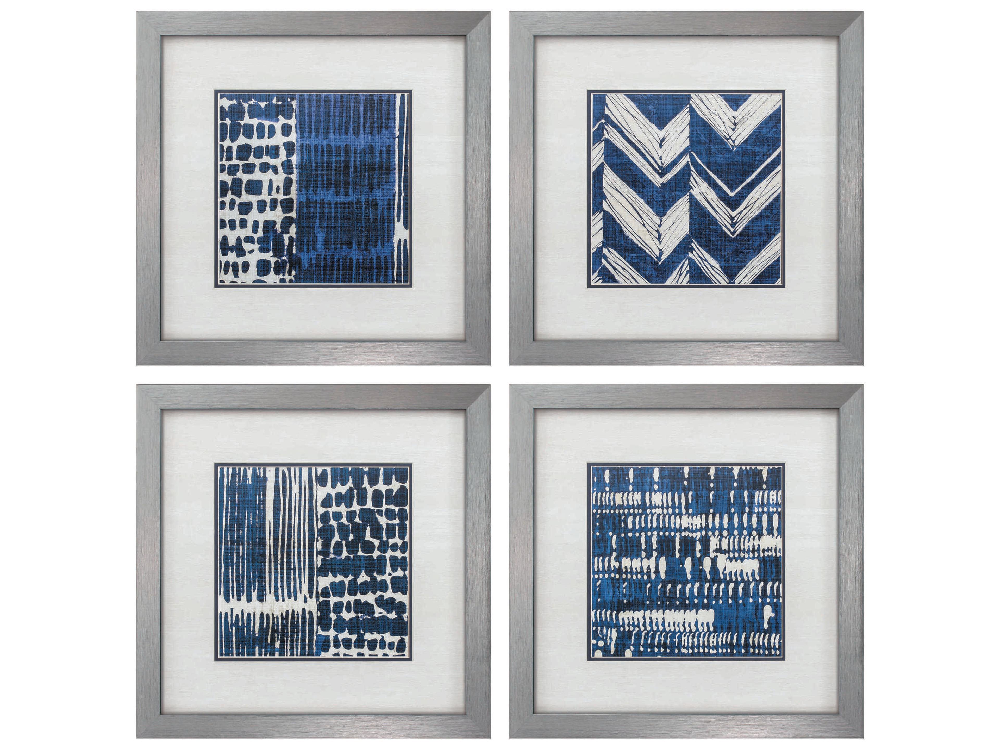 Paragon Abstract Indigo Batik Wall Art Set of 4