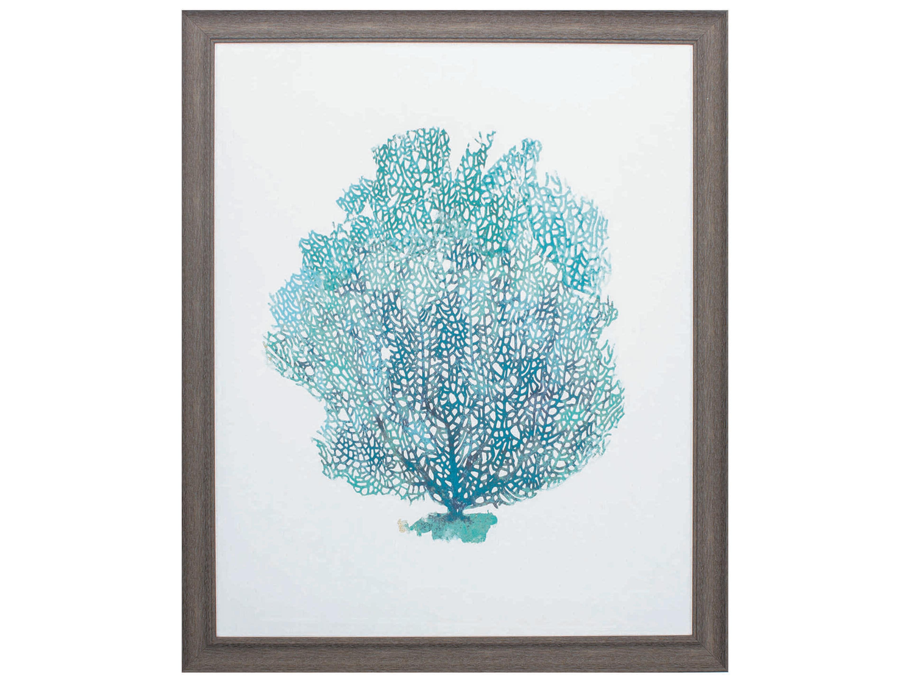 Paragon Waterside Aqua Coral on White-I Wall Art