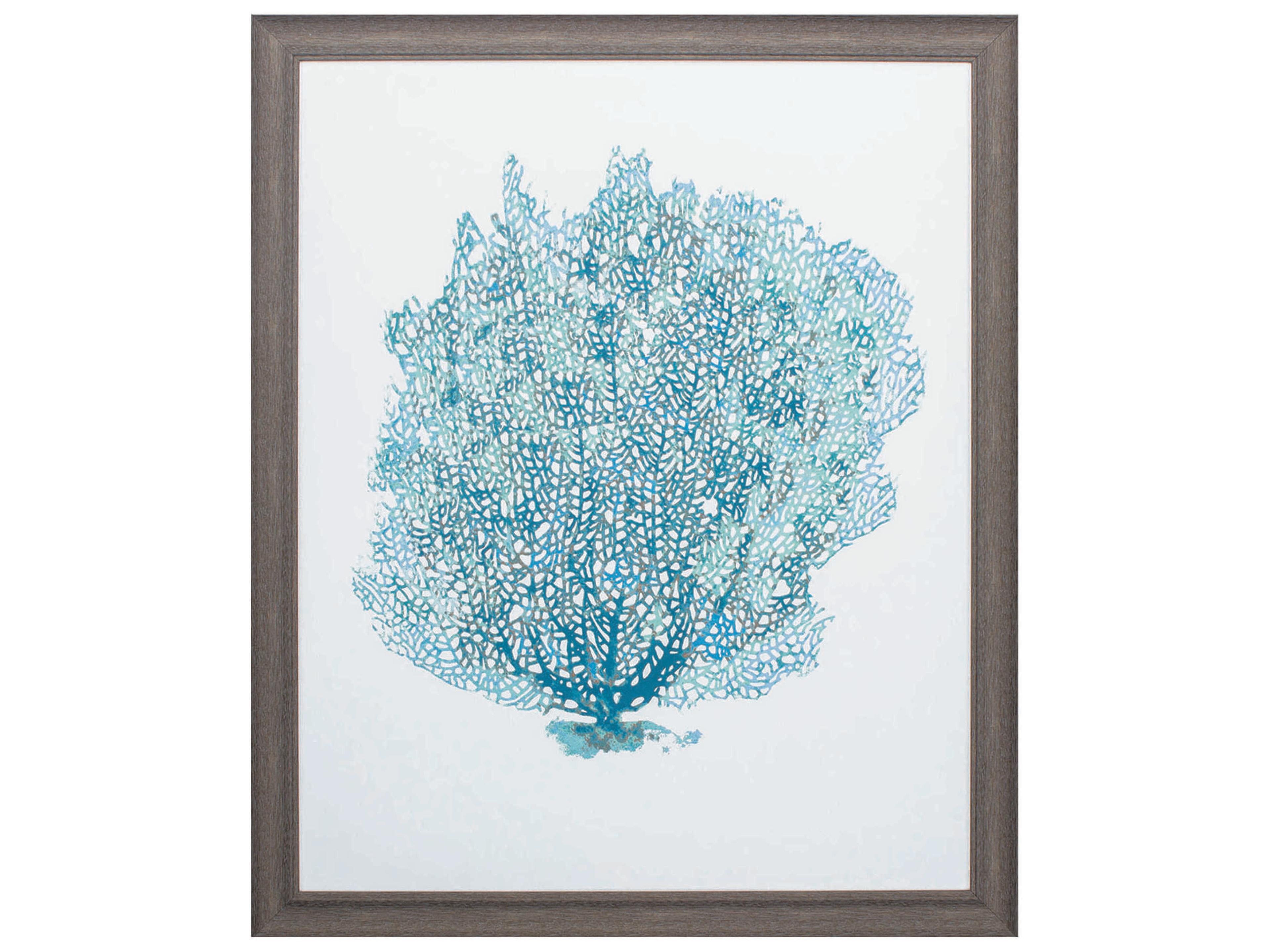Paragon Waterside Aqua Coral on White-II Wall Art