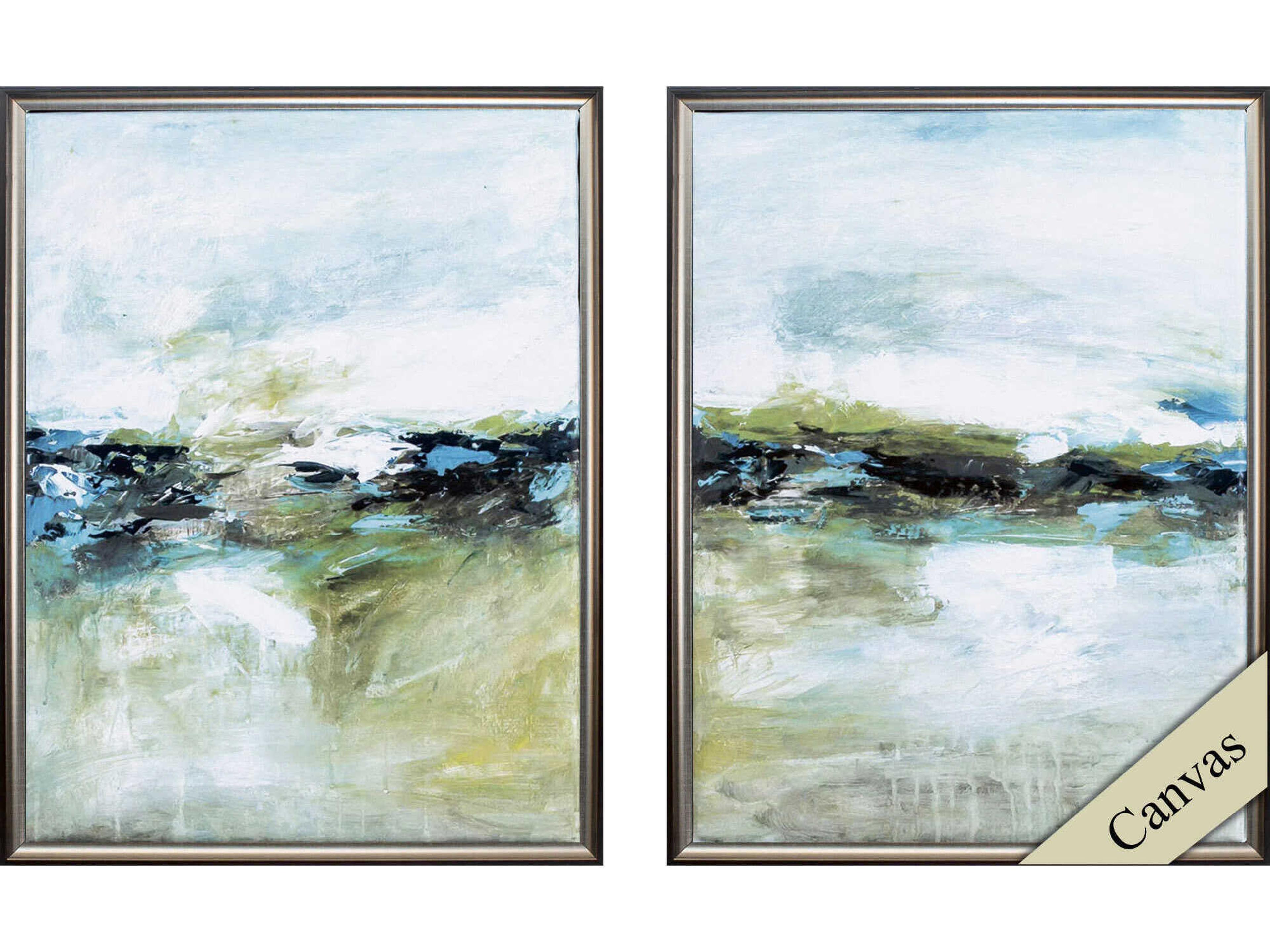 Abstract Cool Before Warmth Canvas Wall Art Set of 2