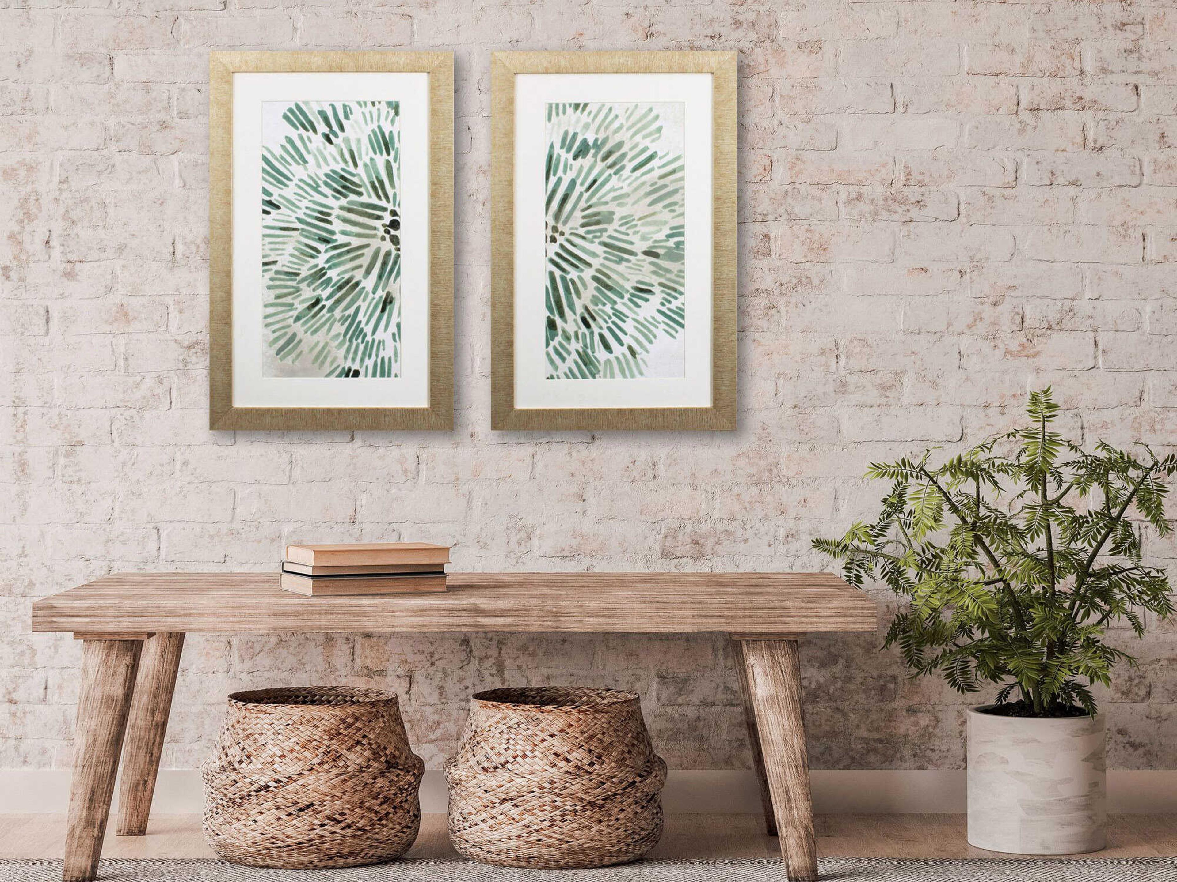 Paragon Florals Green Flowerhead Wall Art Set of 2