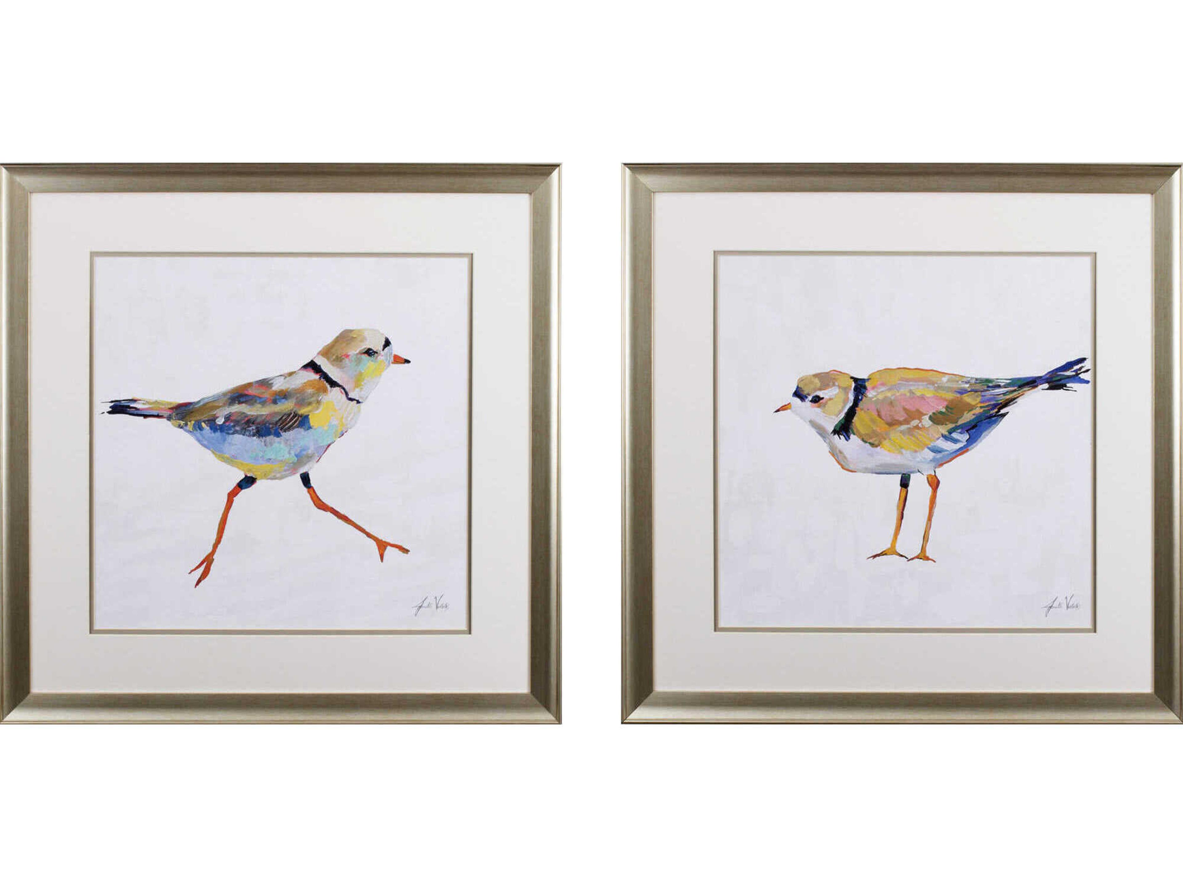 Florals Coastal Plover Wall Art Set of 2
