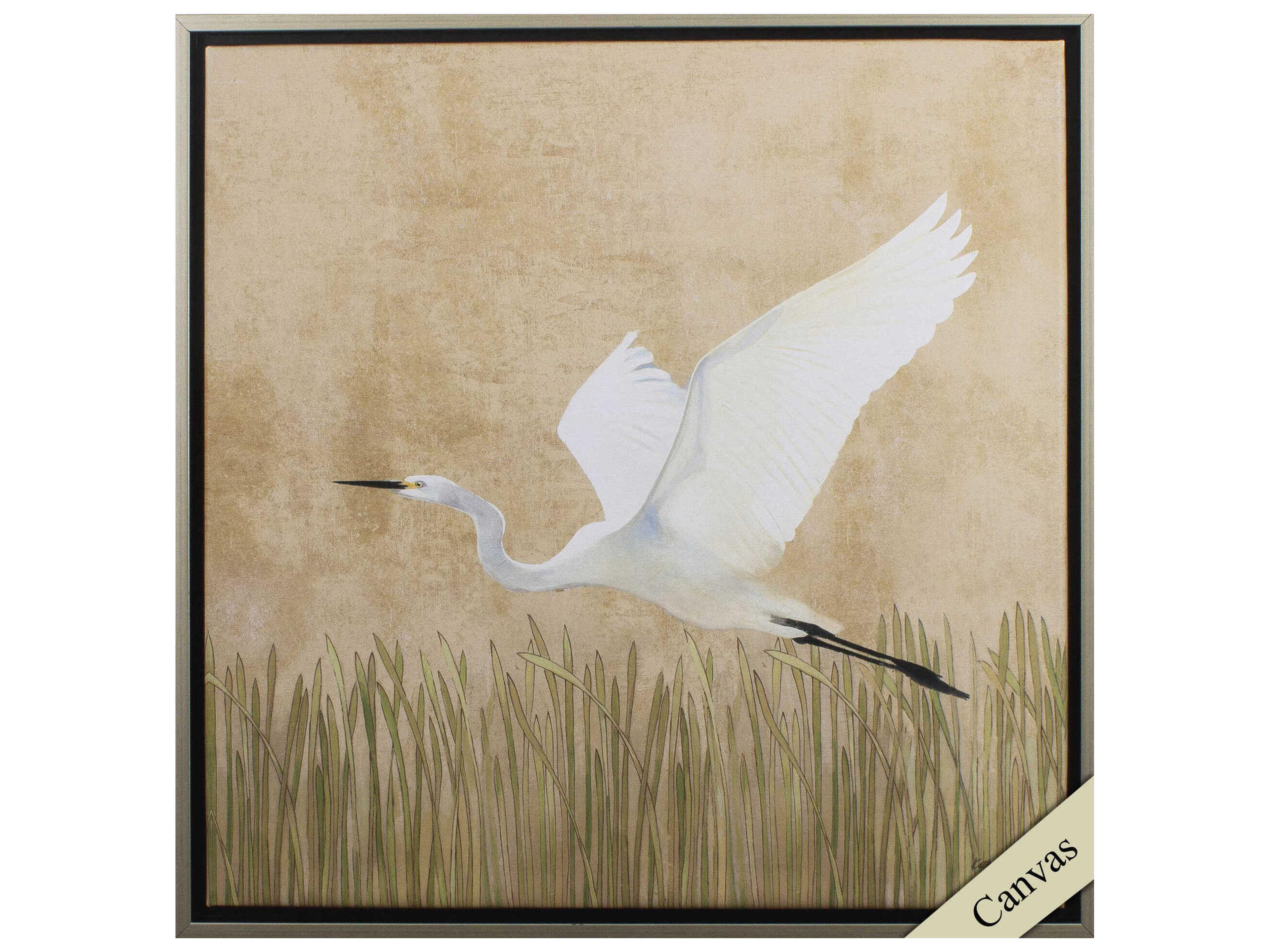 Paragon Florals Egret Alighting-II Canvas Wall Art