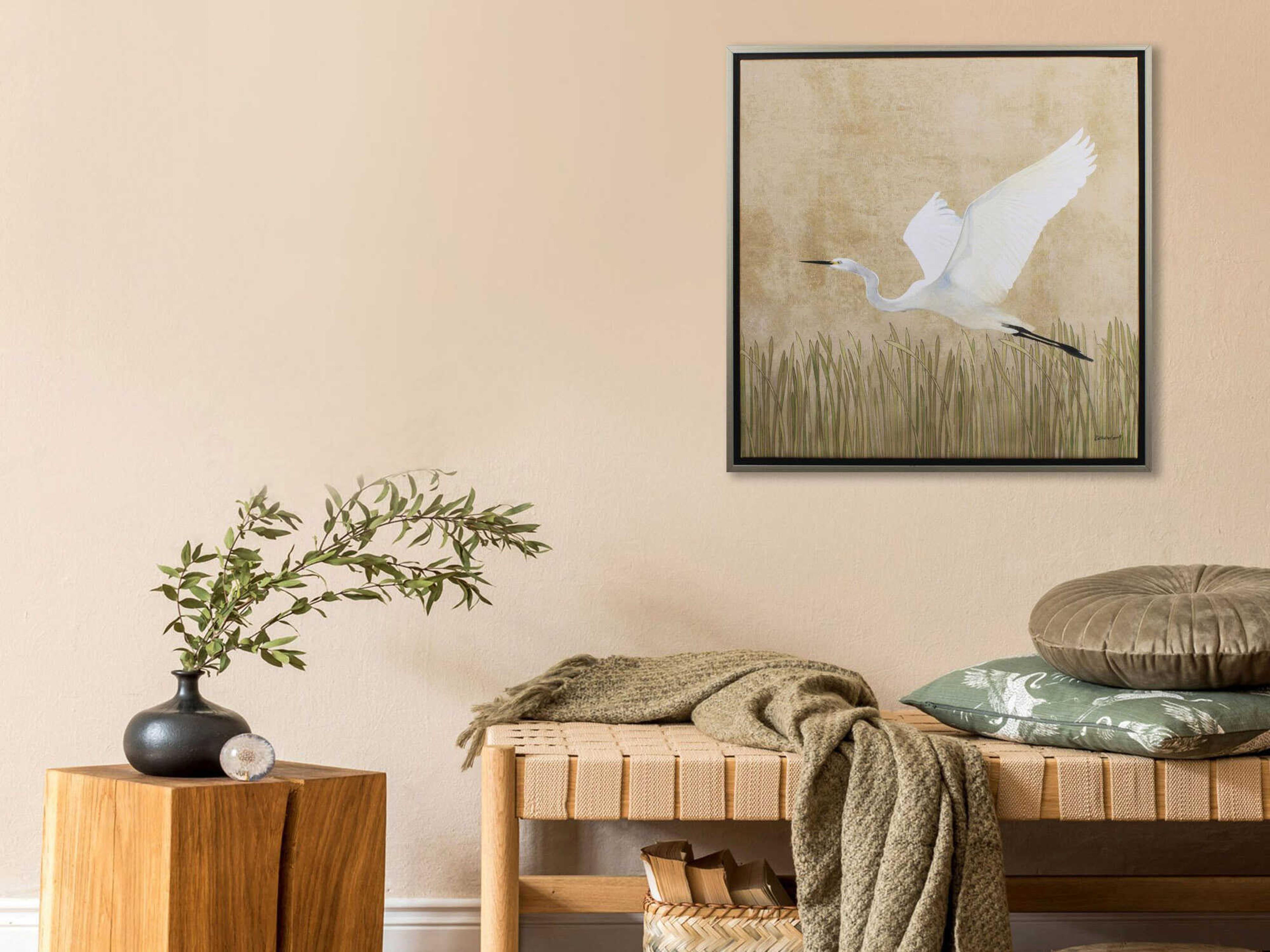 Paragon Florals Egret Alighting-II Canvas Wall Art