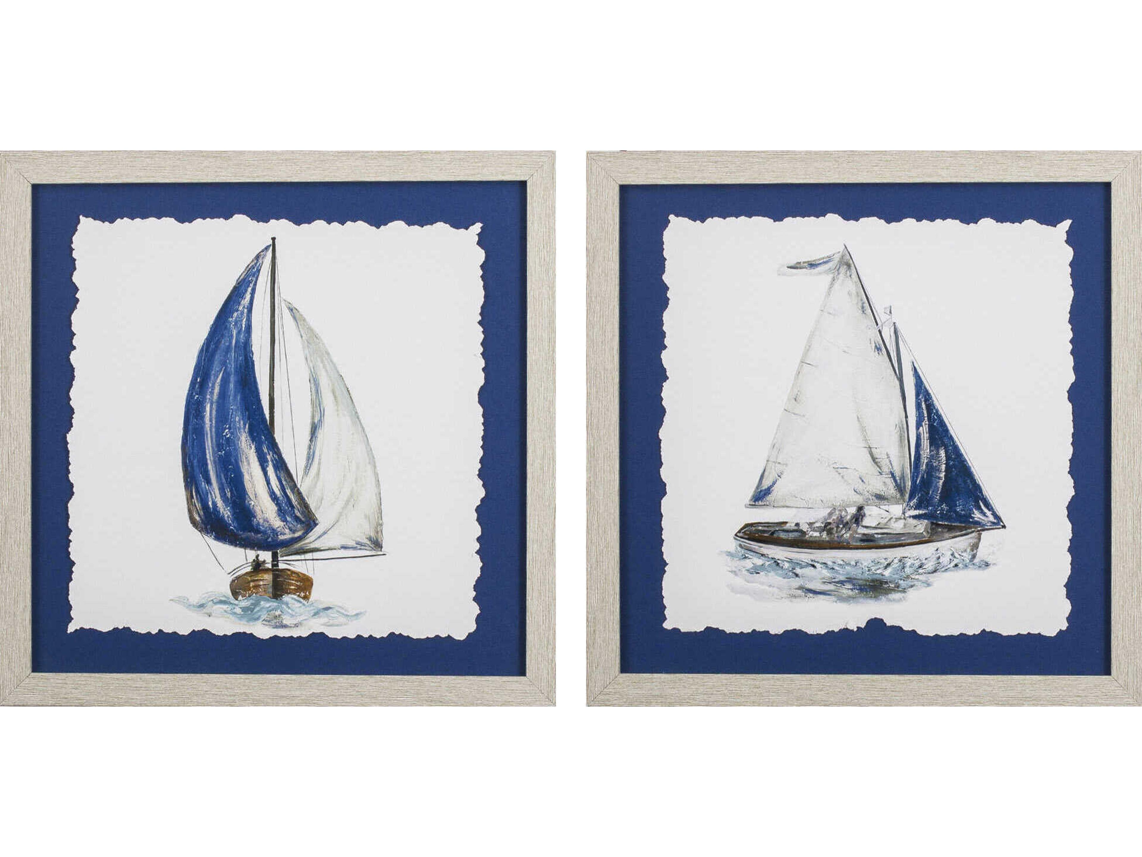Waterside Navy Sail Wall Art Set of 2