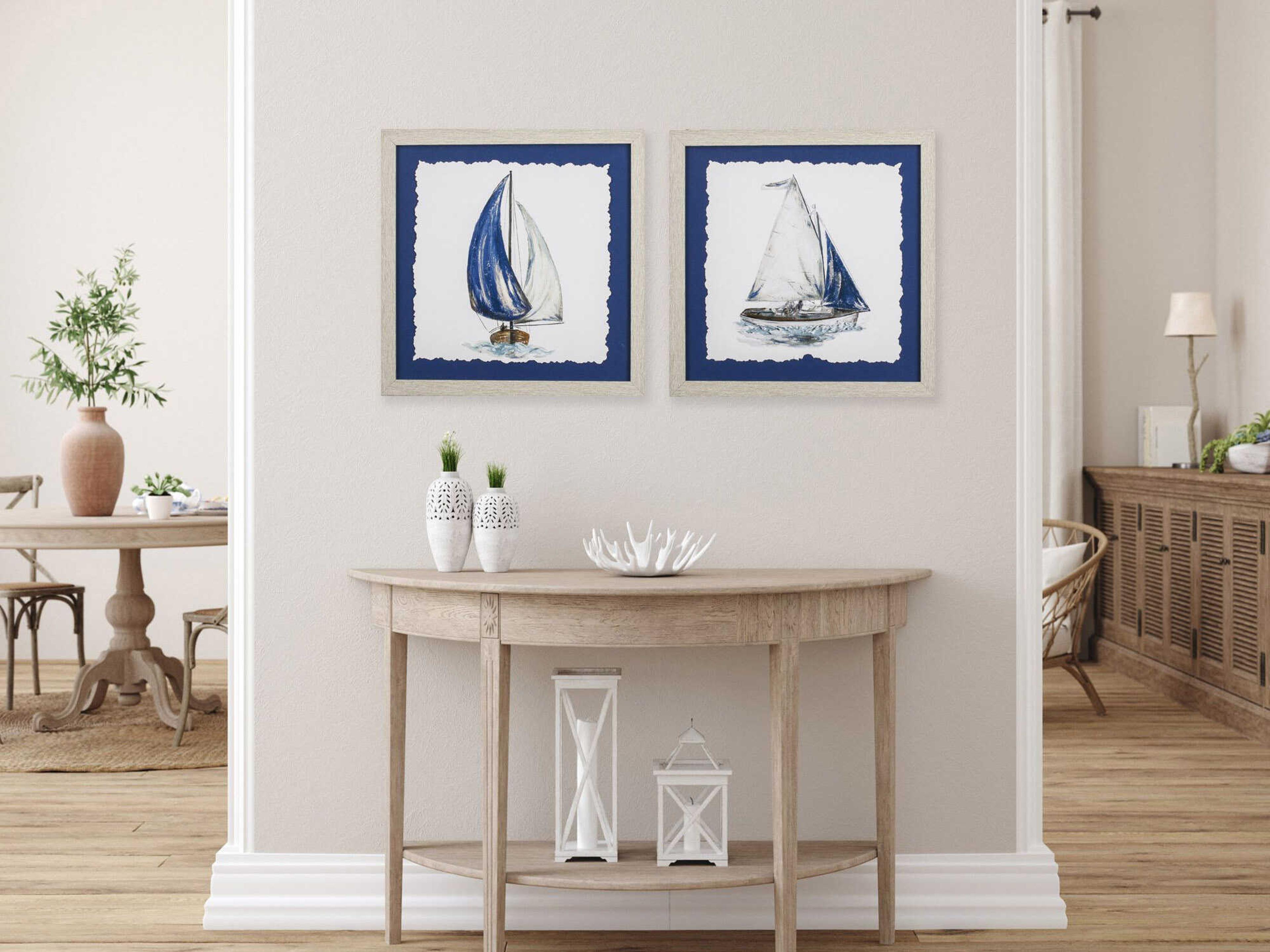 Paragon Waterside Navy Sail Wall Art Set of 2